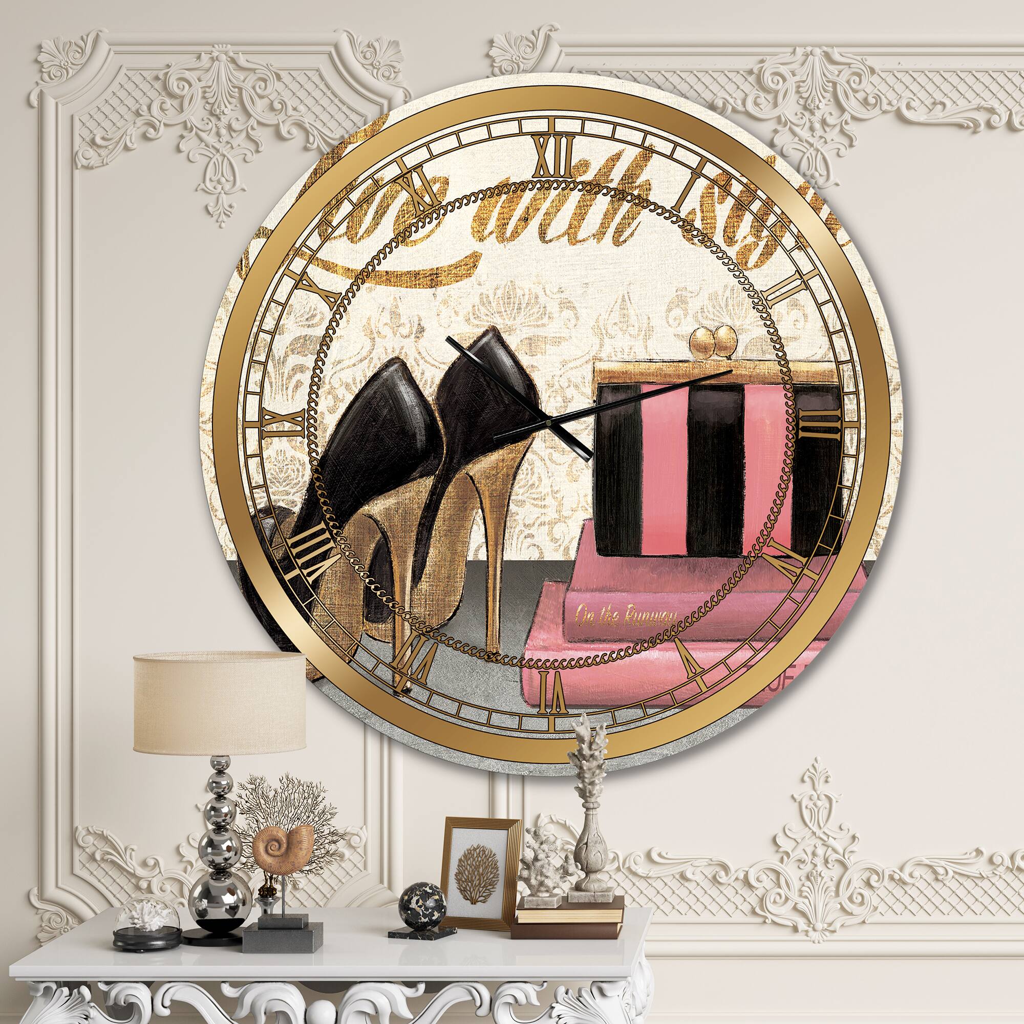 Designart &#x27;Gold Fabulous Life Style Ii Glam Wall Clock