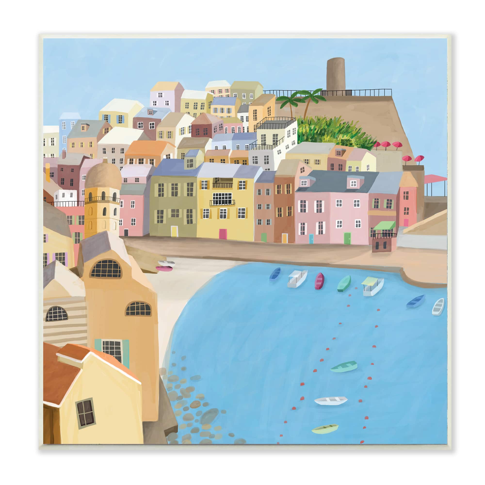 Stupell Industries Italian Seaside Architecture Coastal City Port,12&#x22; x 12&#x22;