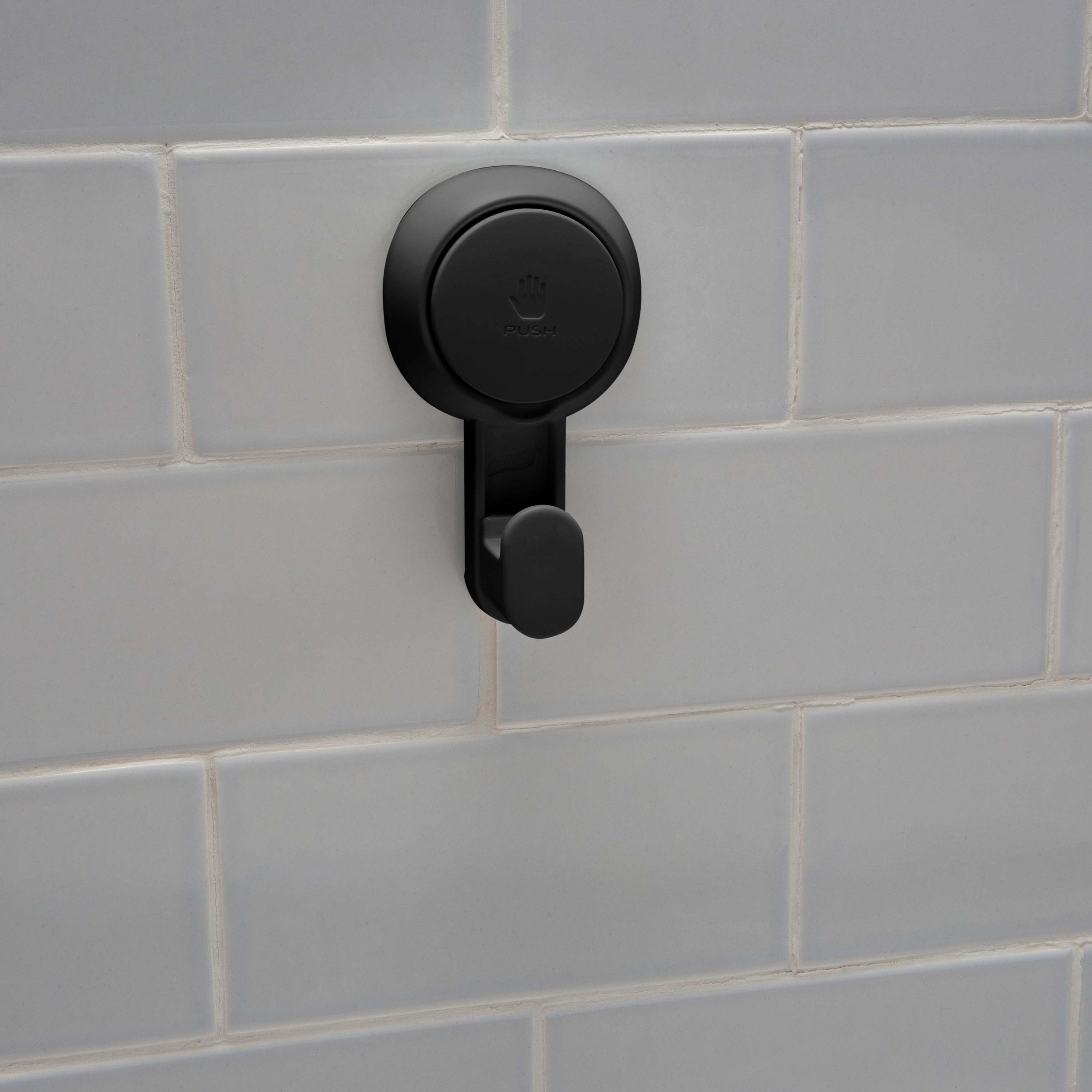 Bath Bliss 4 Pack Matte Black Gel-Suction Power Hooks