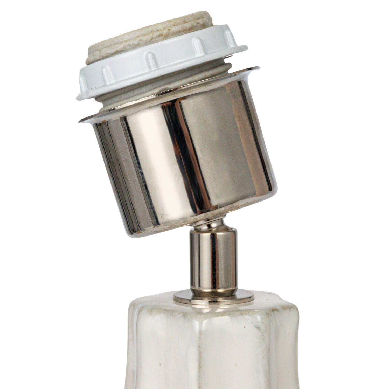 Hello Honey® 18.5" White Stoneware Hobnail Fluted Table Lamp with Linen Shade & Inline Switch