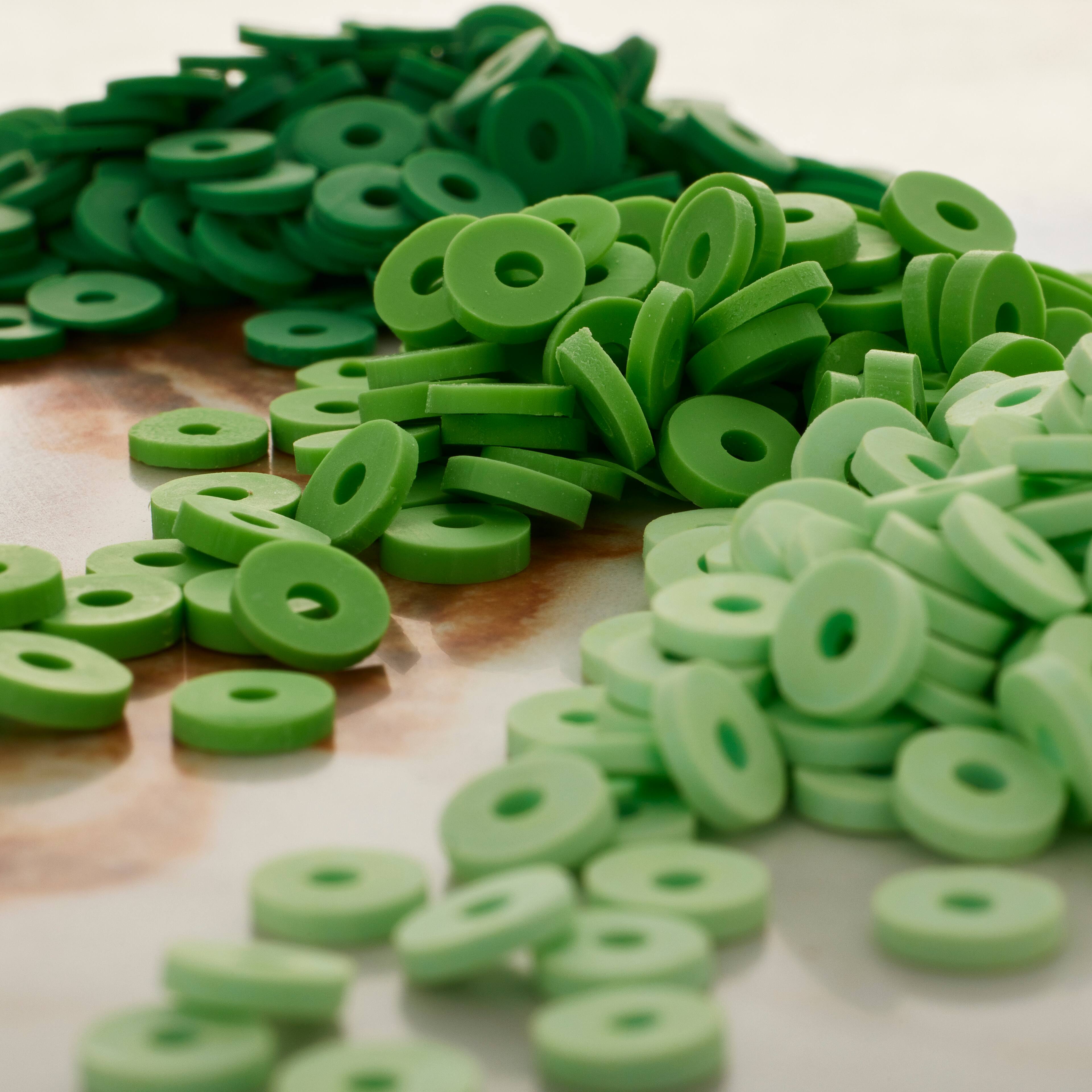 12 Pack: Green PVC Rondelle Spacer Heishi Beads, 5.8mm by Bead Landing™