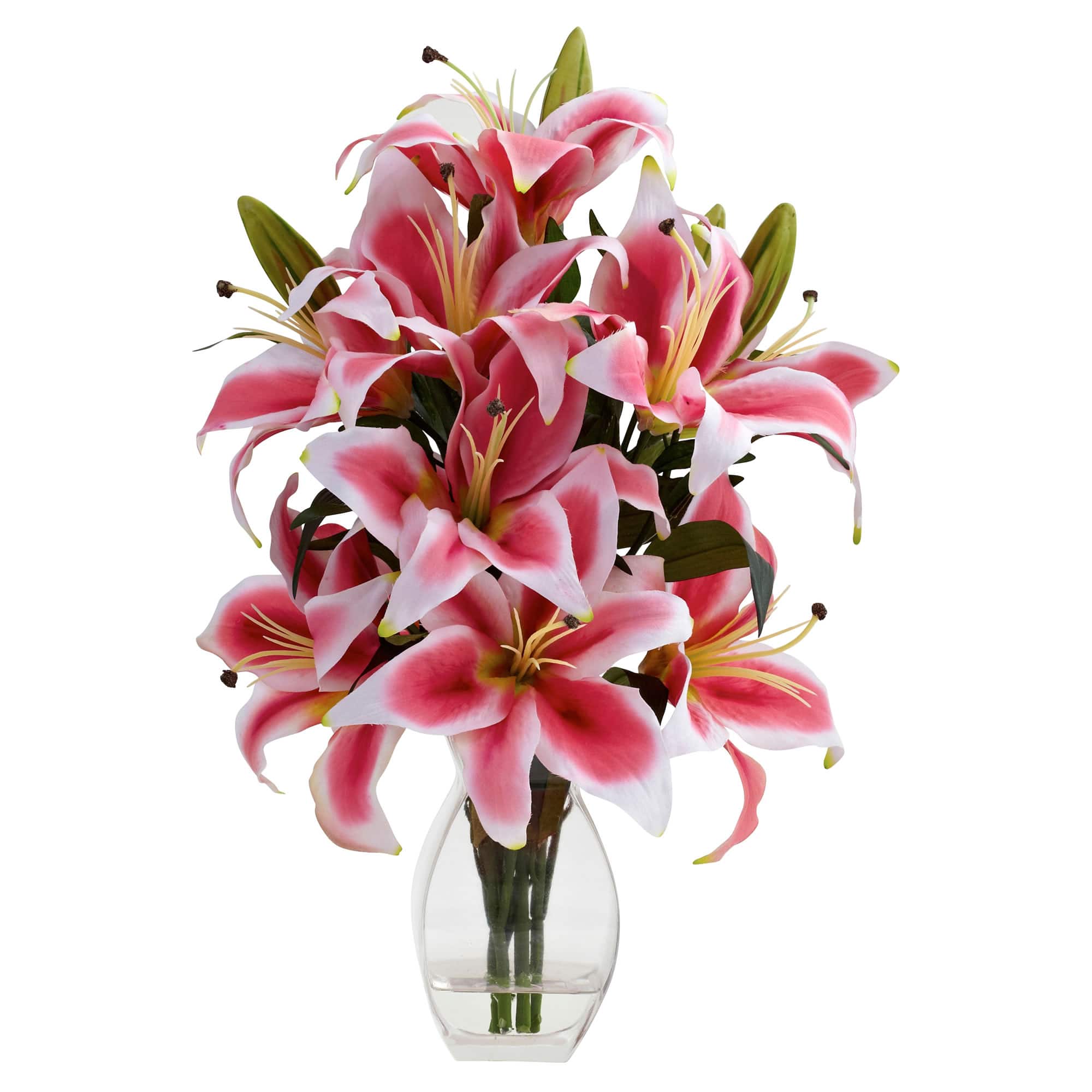 18&#x22; Pink Rubrum Lily Arrangement with Decorative Vase