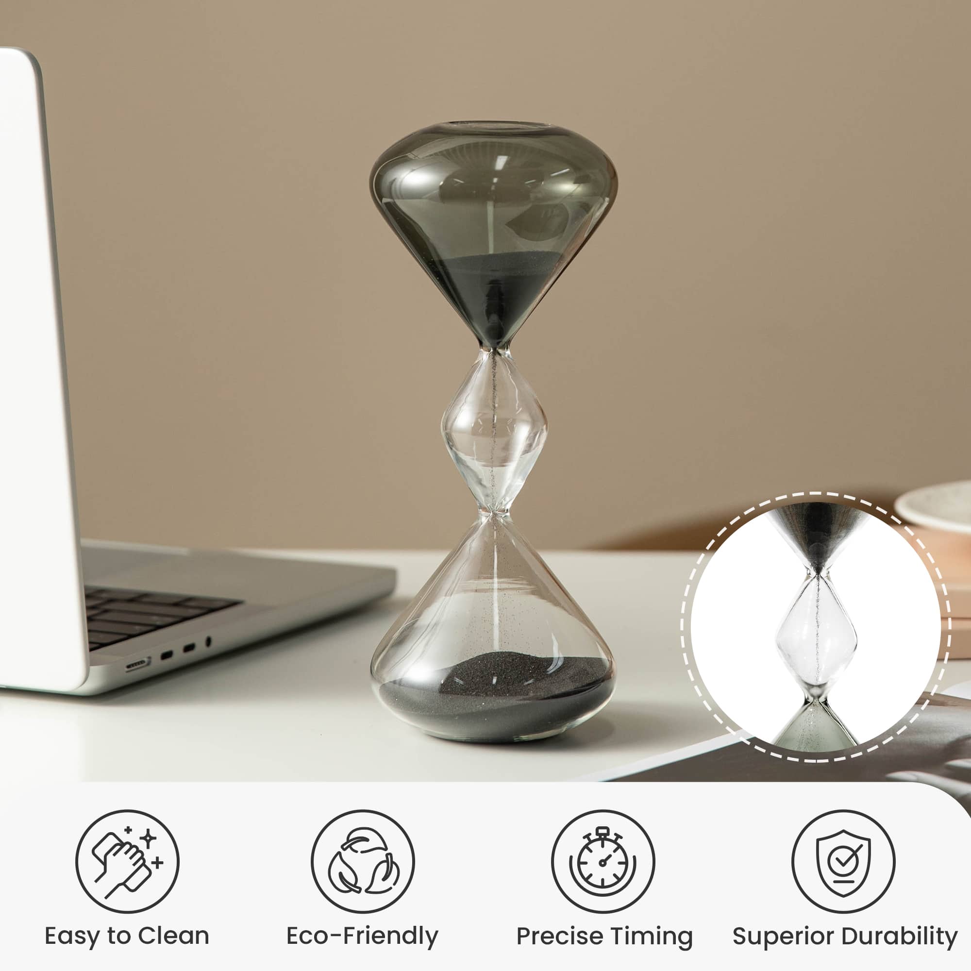 Glitzhome® 7.75" Tri-Layer Two-Tone Color Hourglasses with Black Sand, 2ct.