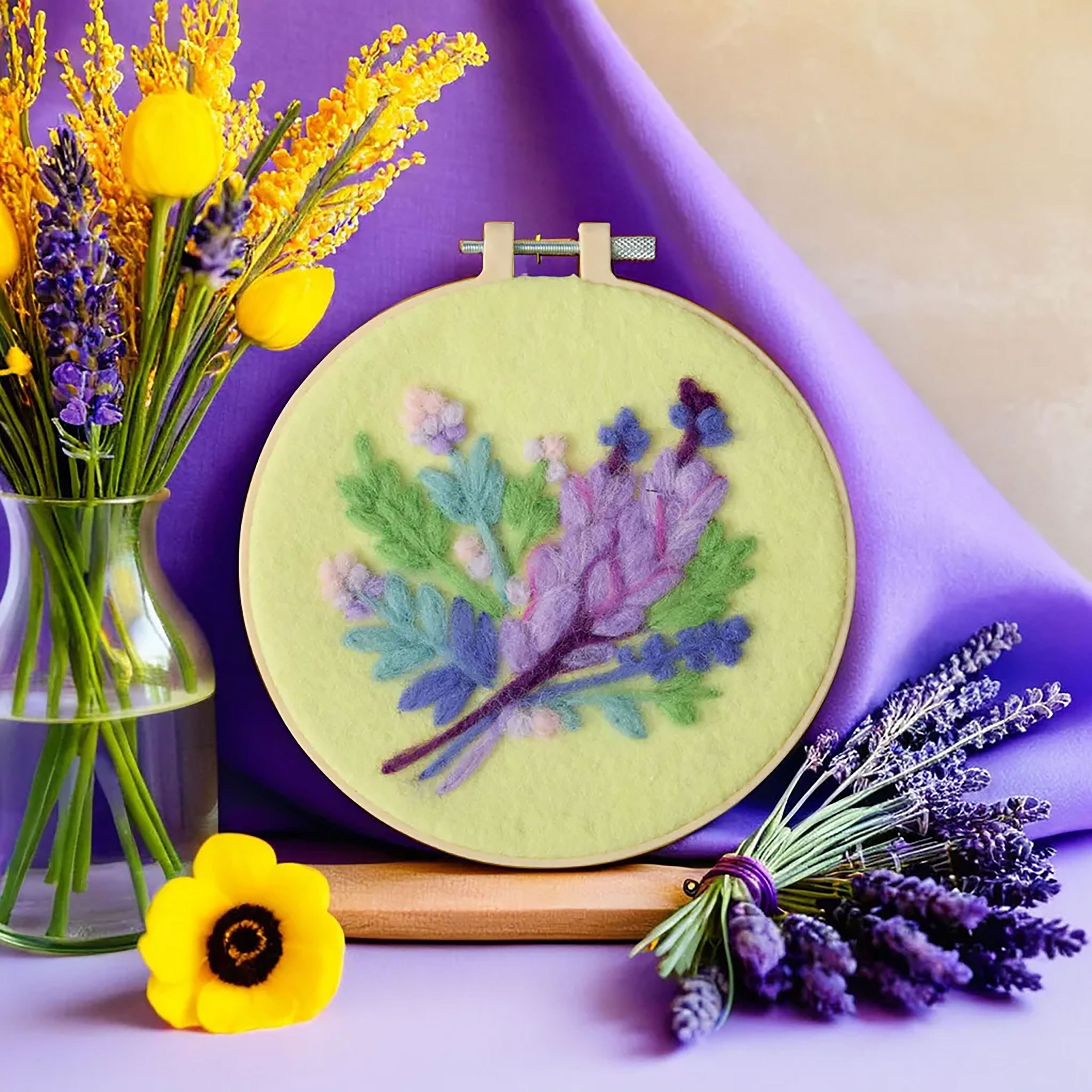 6" Lavender Needle Felting Kit with Hoop by Loops & Threads®