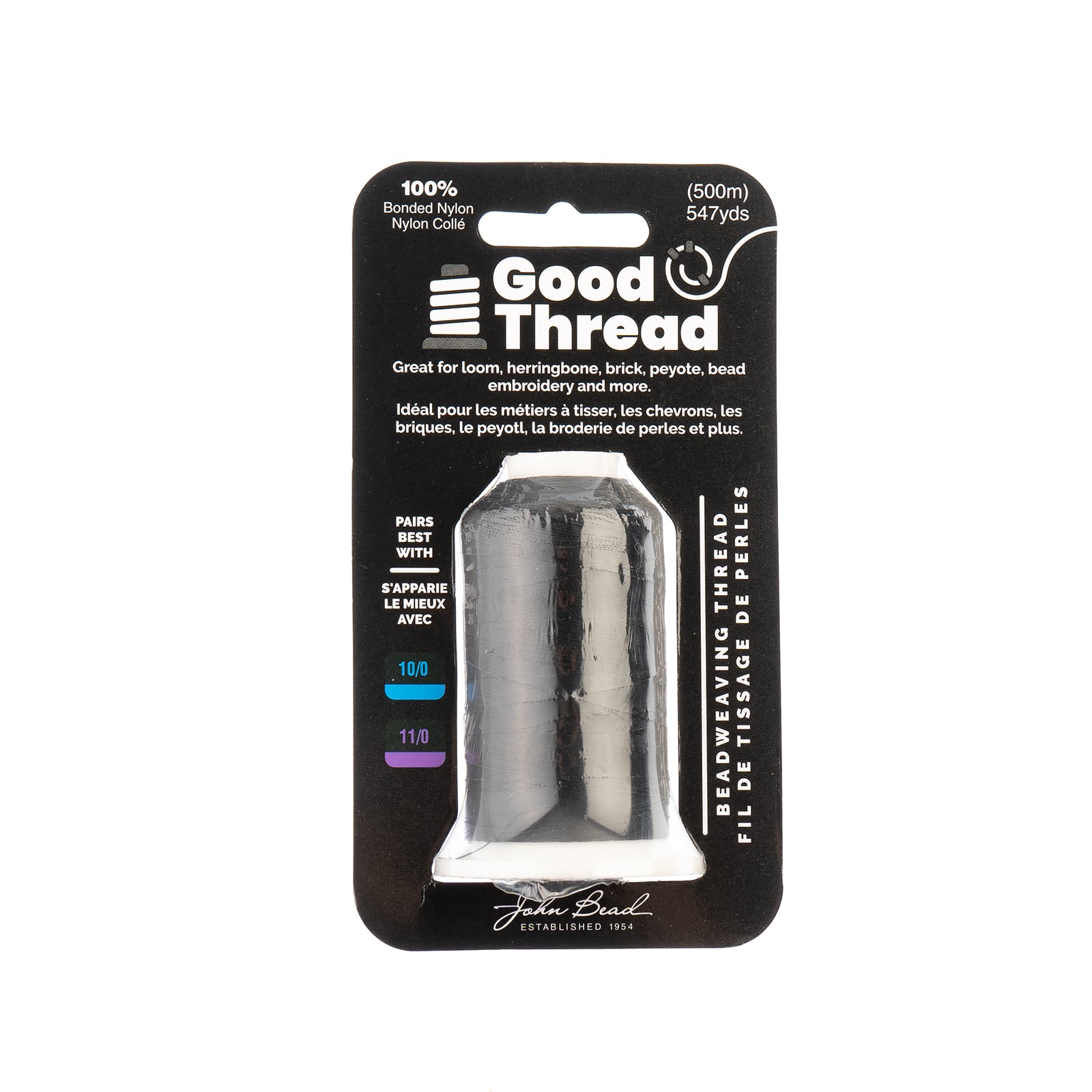 John Bead Good Thread 500m Black Bonded Nylon Beading Thread