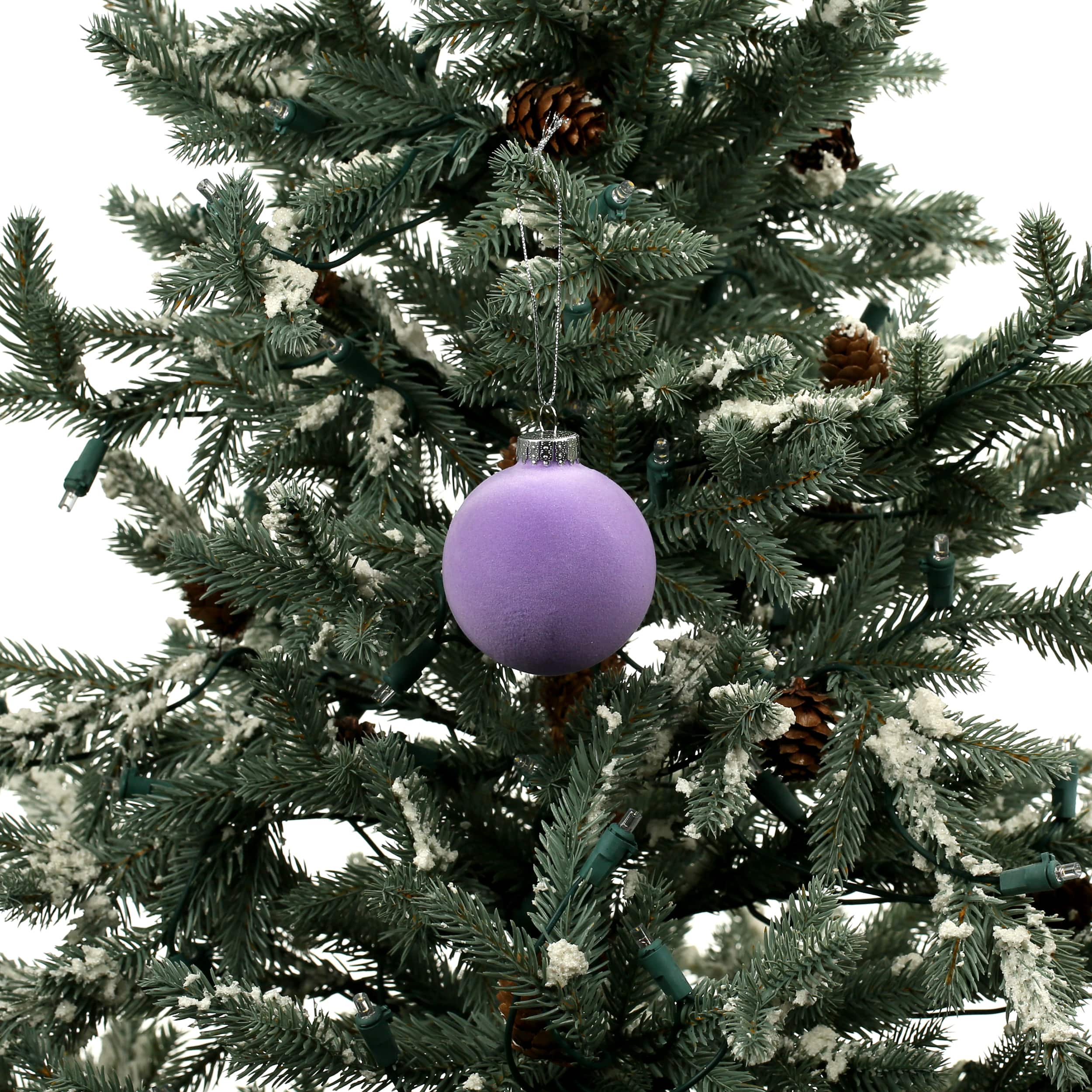 6 Pack 2.5" Flocked Glass Ball Ornaments by Ashland