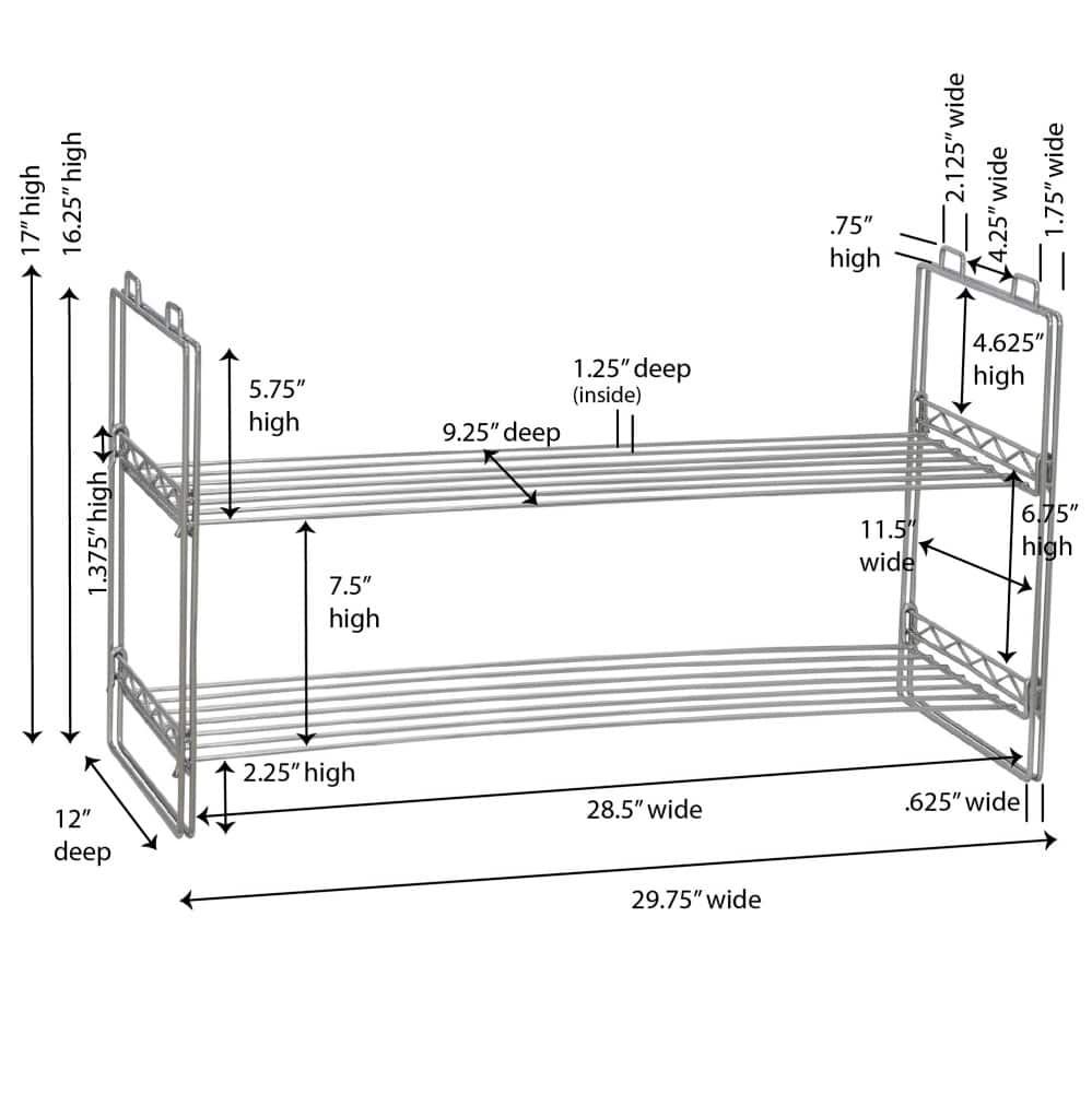 Household Essentials Stackable 2-Tier Metal Shoe Rack