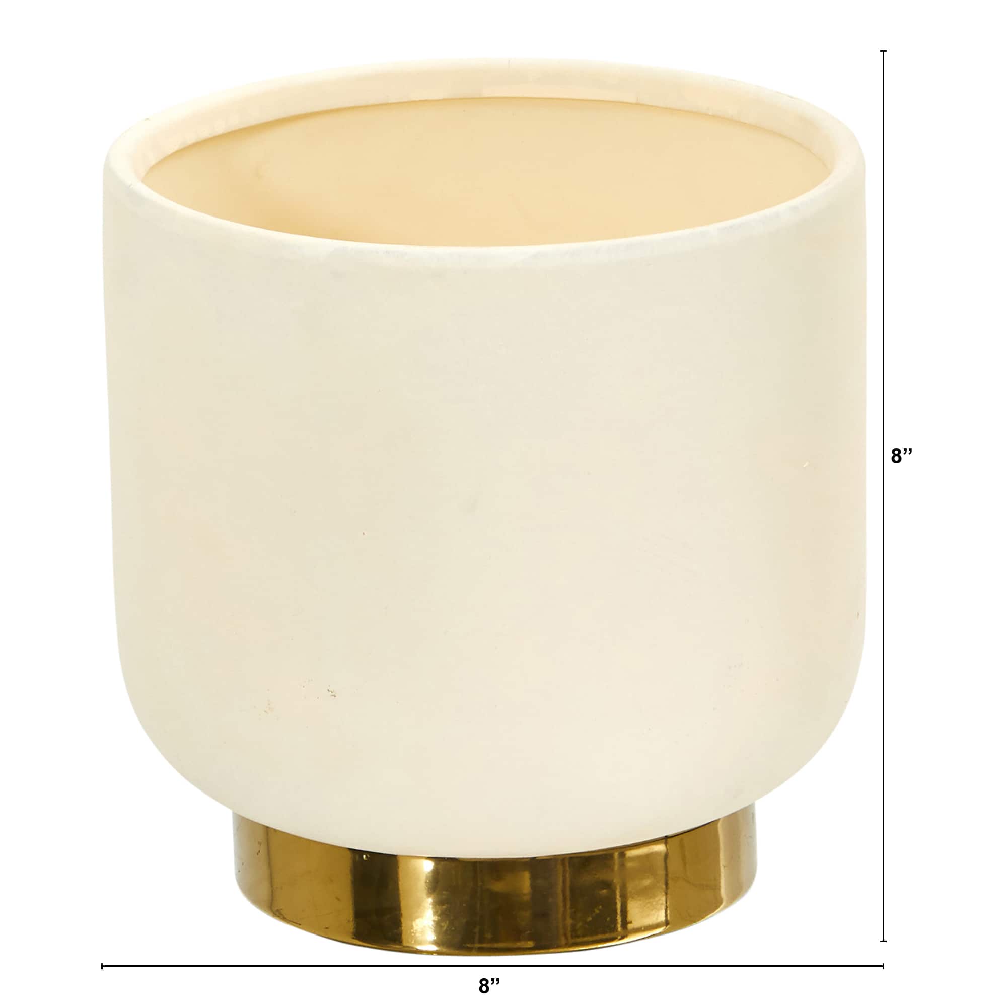 8" Elegance Ceramic Planter with Gold Accents
