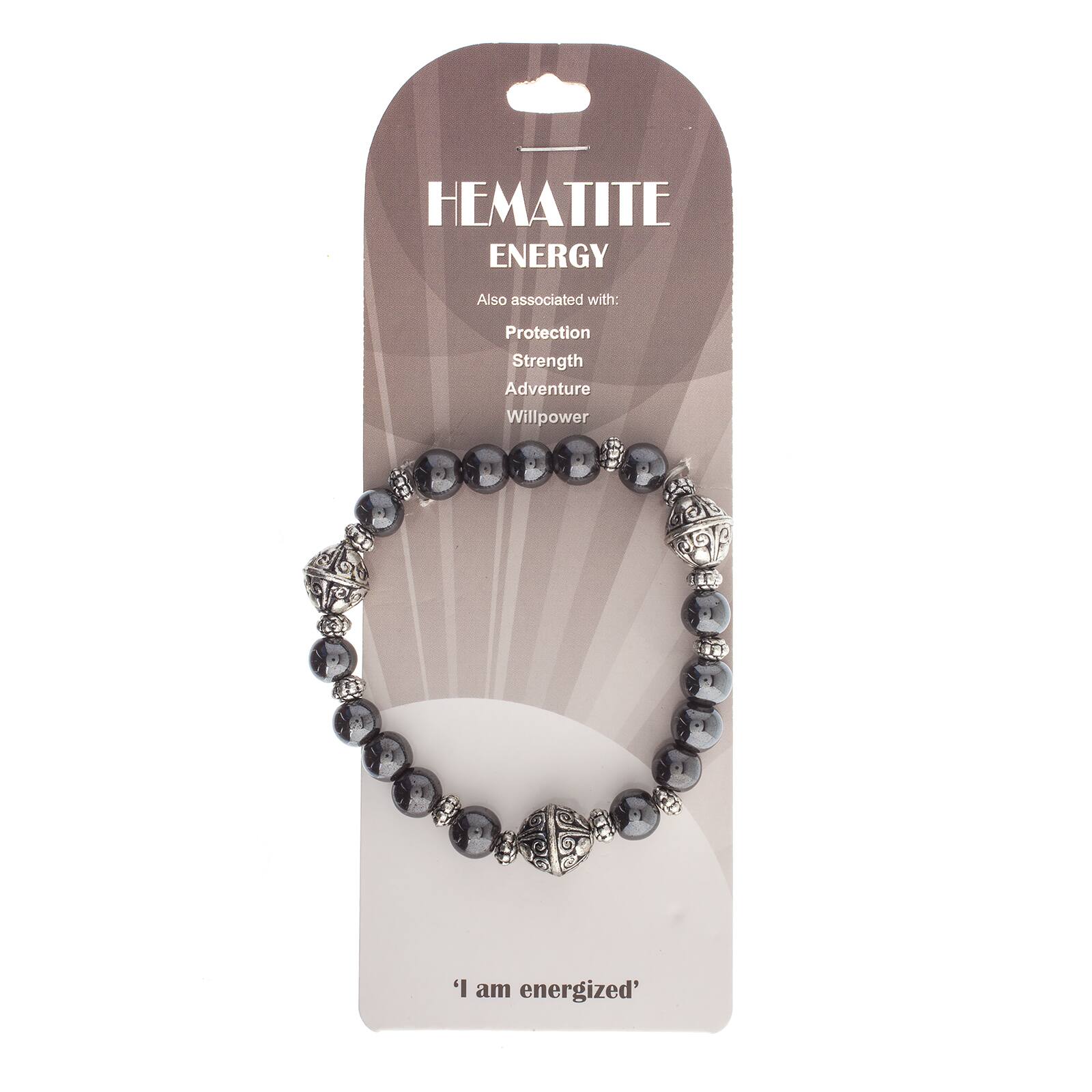 John Bead Hematite Black Natural Stone Stretch Bracelet