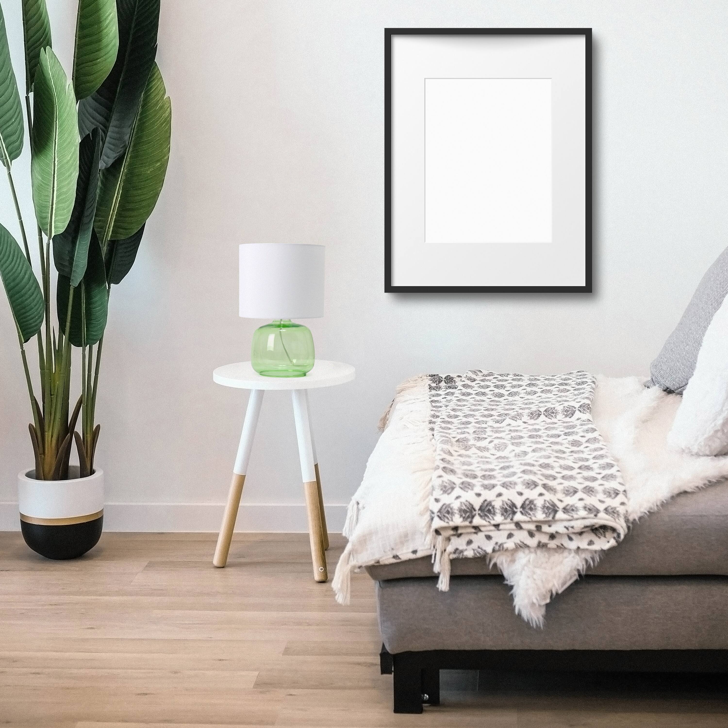 Simple Designs Green & White Glass Table Lamp