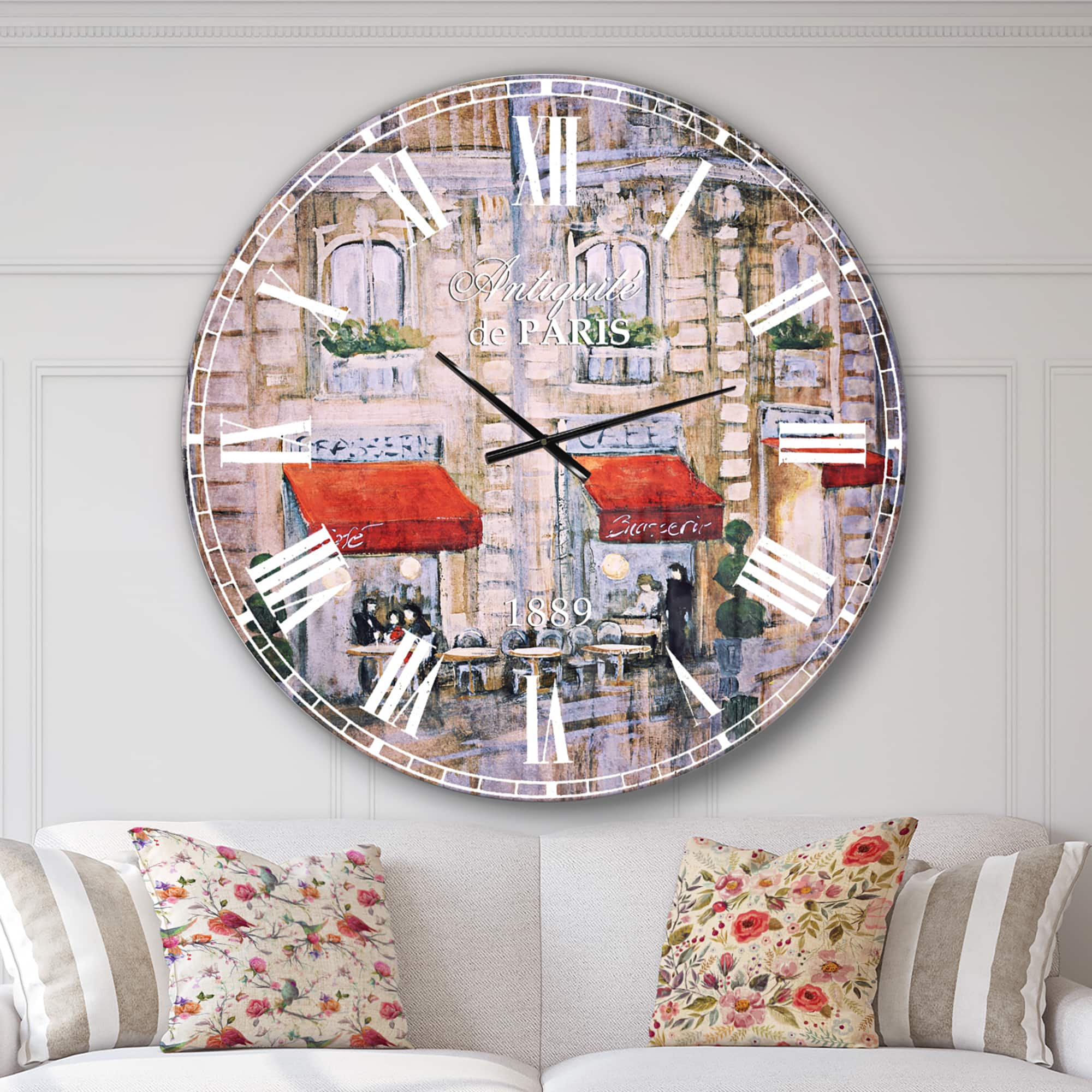 Designart Love in Paris II French Country Wall Clock
