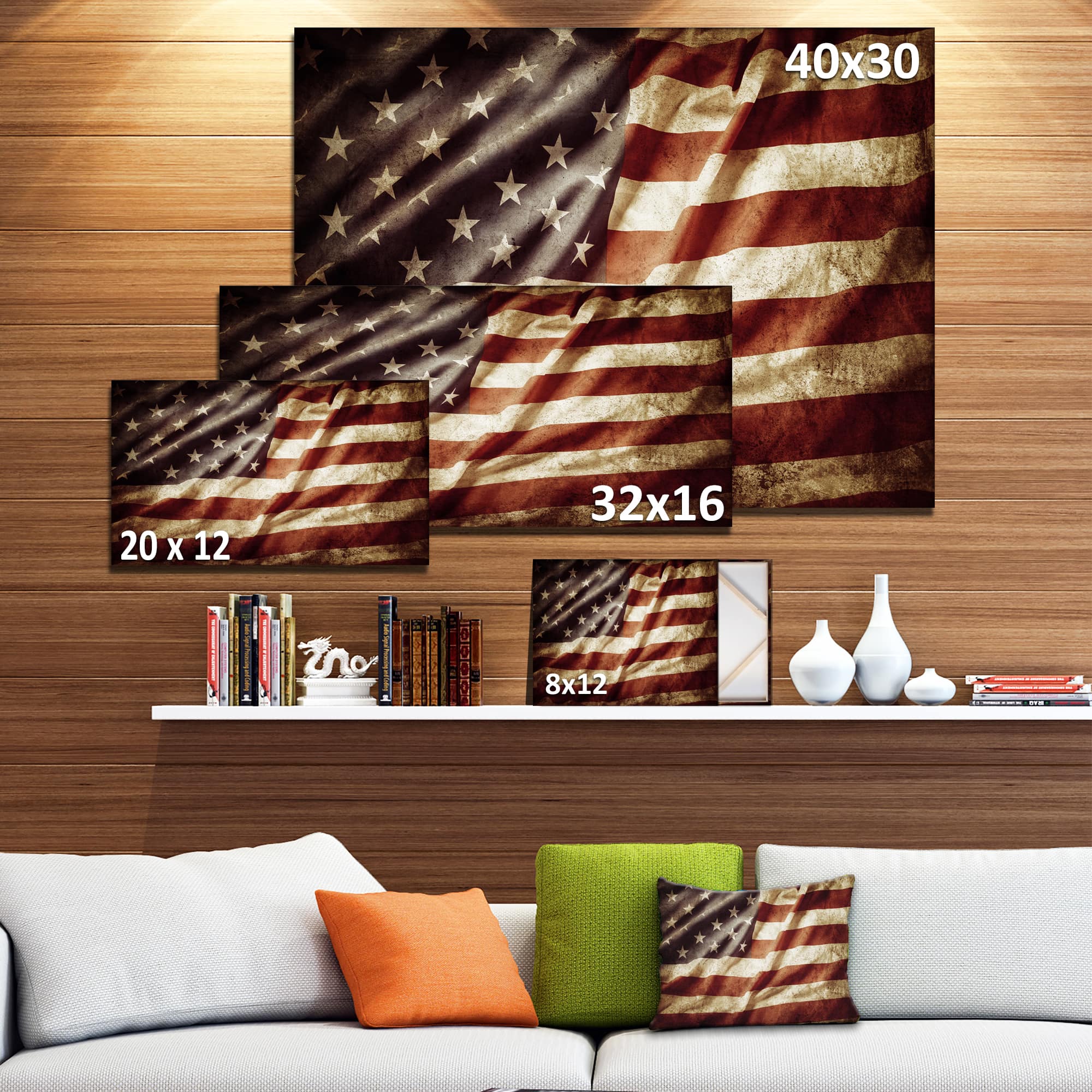 Designart - American Flag - Contemporary Canvas Art Print