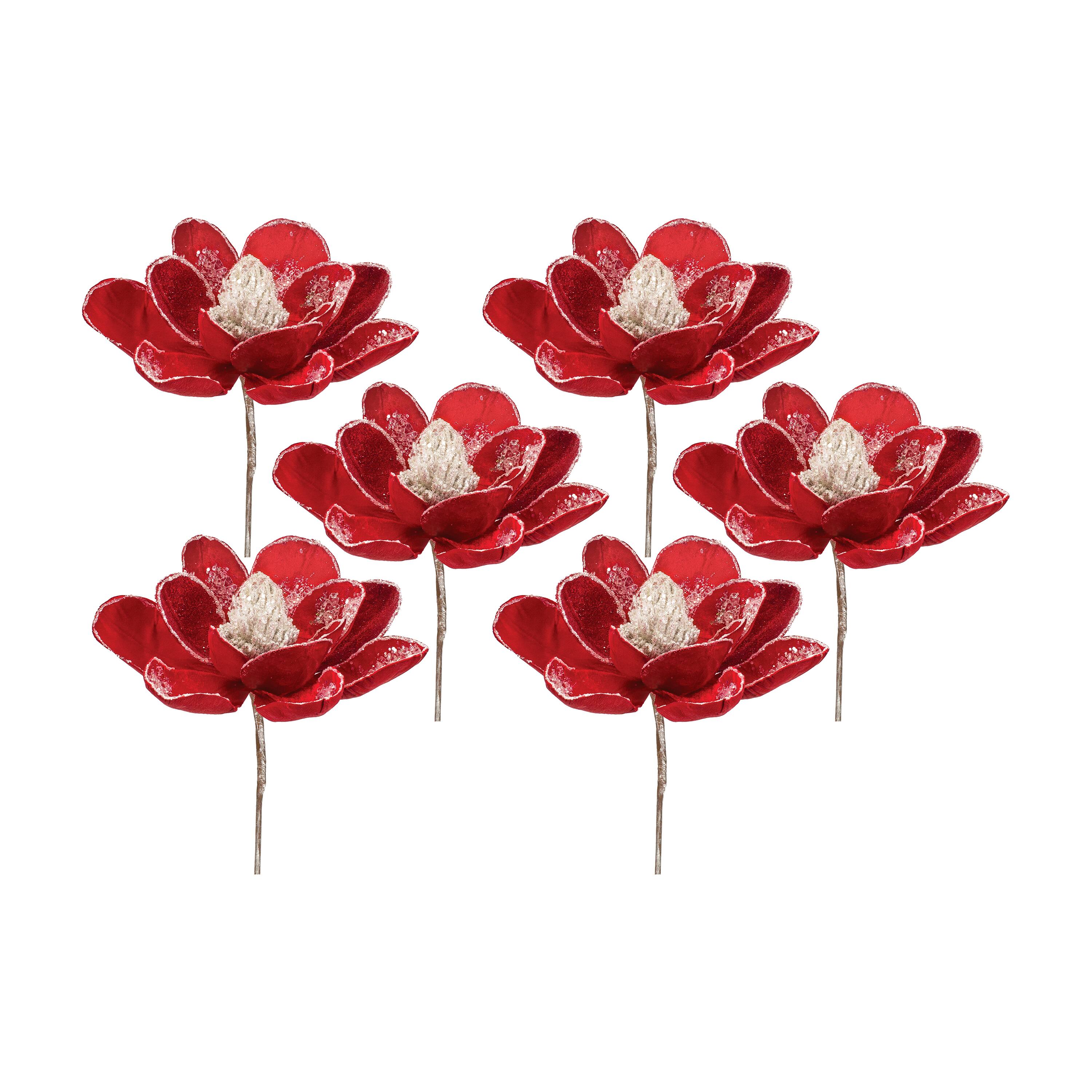 20&#x22; Red Magnolia Stem, 6ct.
