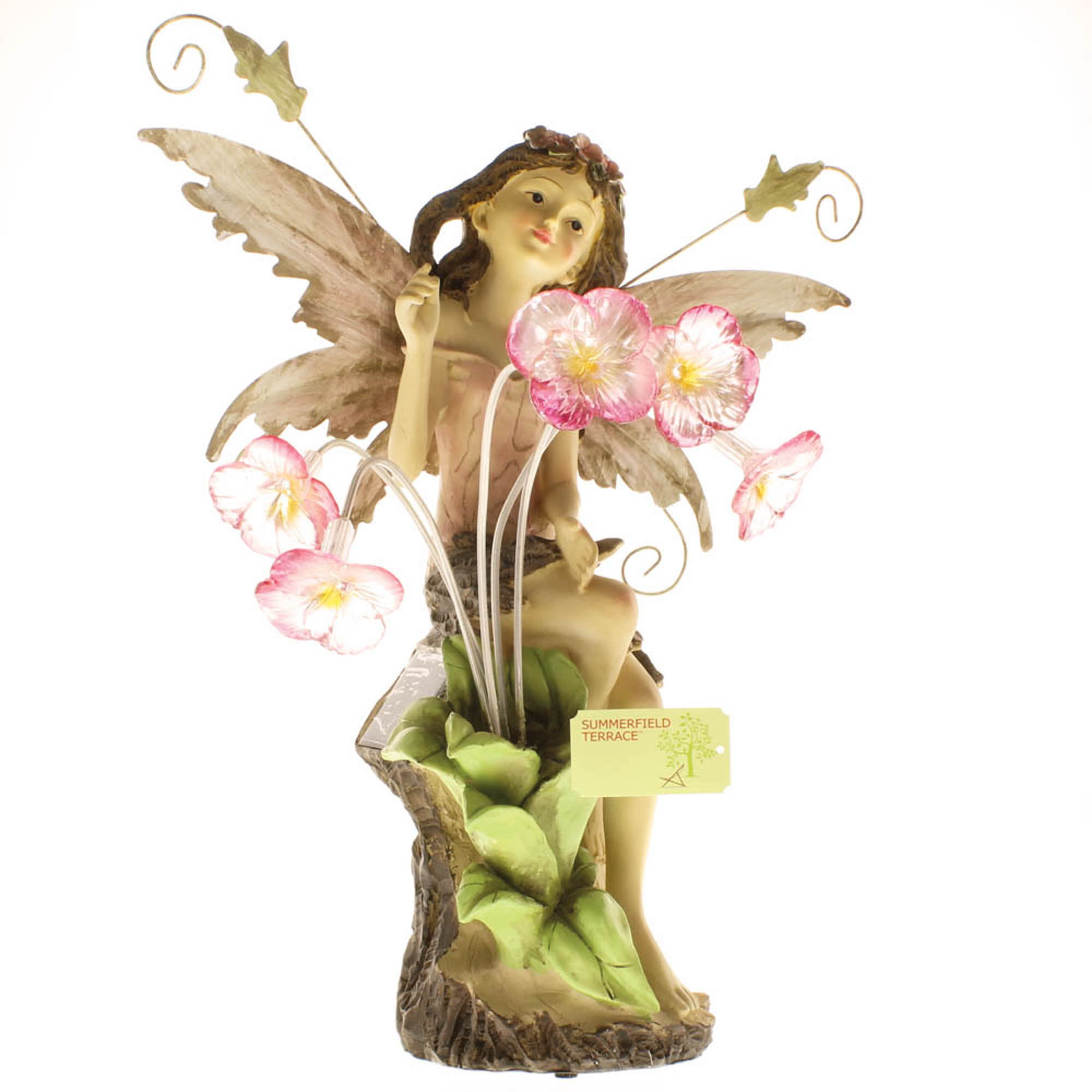 peony fairy solar statue