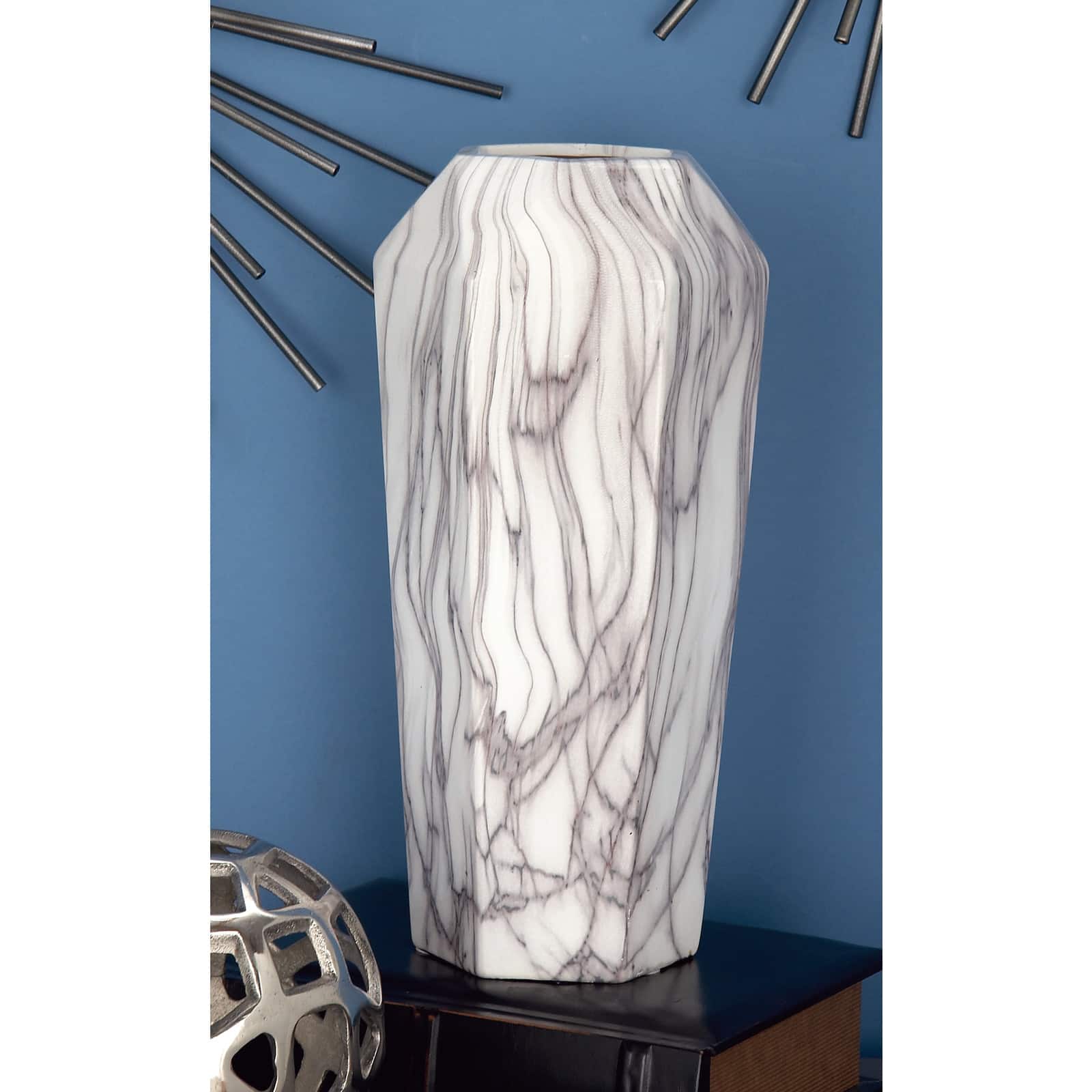 14&#x22; White Ceramic Contemporary Vase