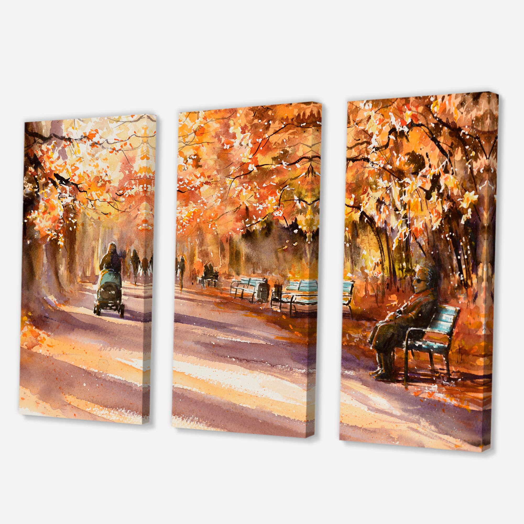 Designart - Road In The Park In Sunny Autumn Day