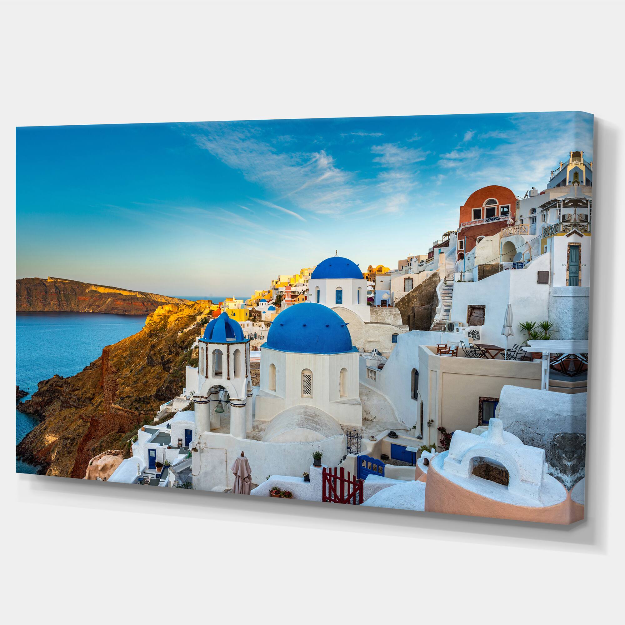 Designart - Beautiful Santorin Houses Greece - Large Cityscape Art Print on Canvas