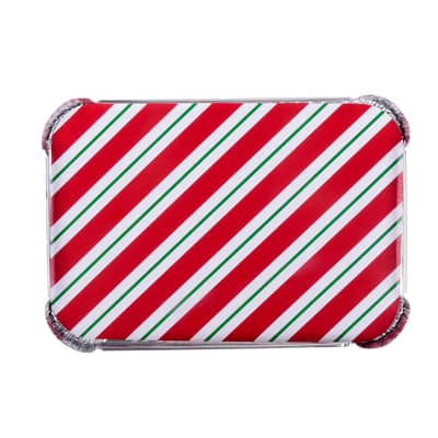 6 Christmas Holiday Stripes Disposable Aluminum Baking Pans by