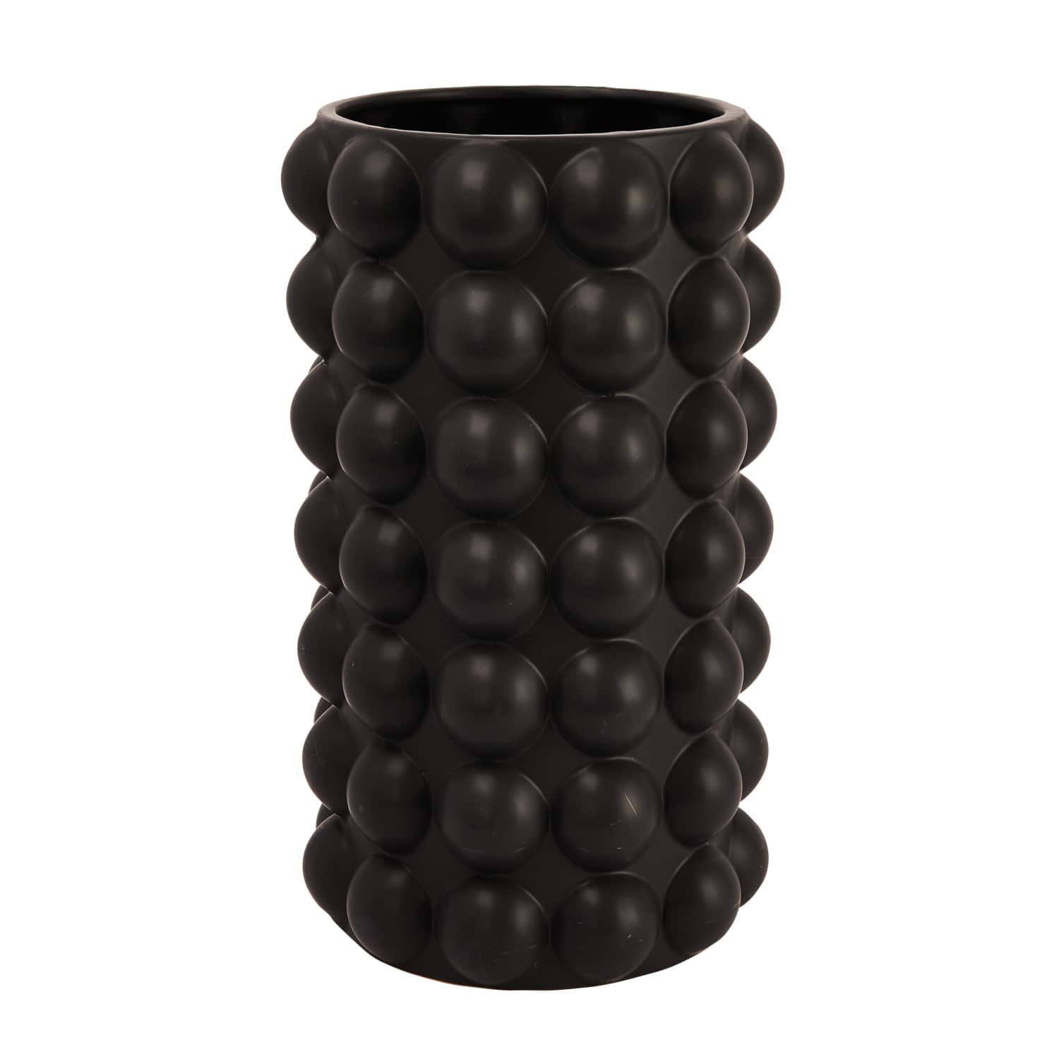 Hello Honey&#xAE; Black Modern Stoneware Raised Dot Vase