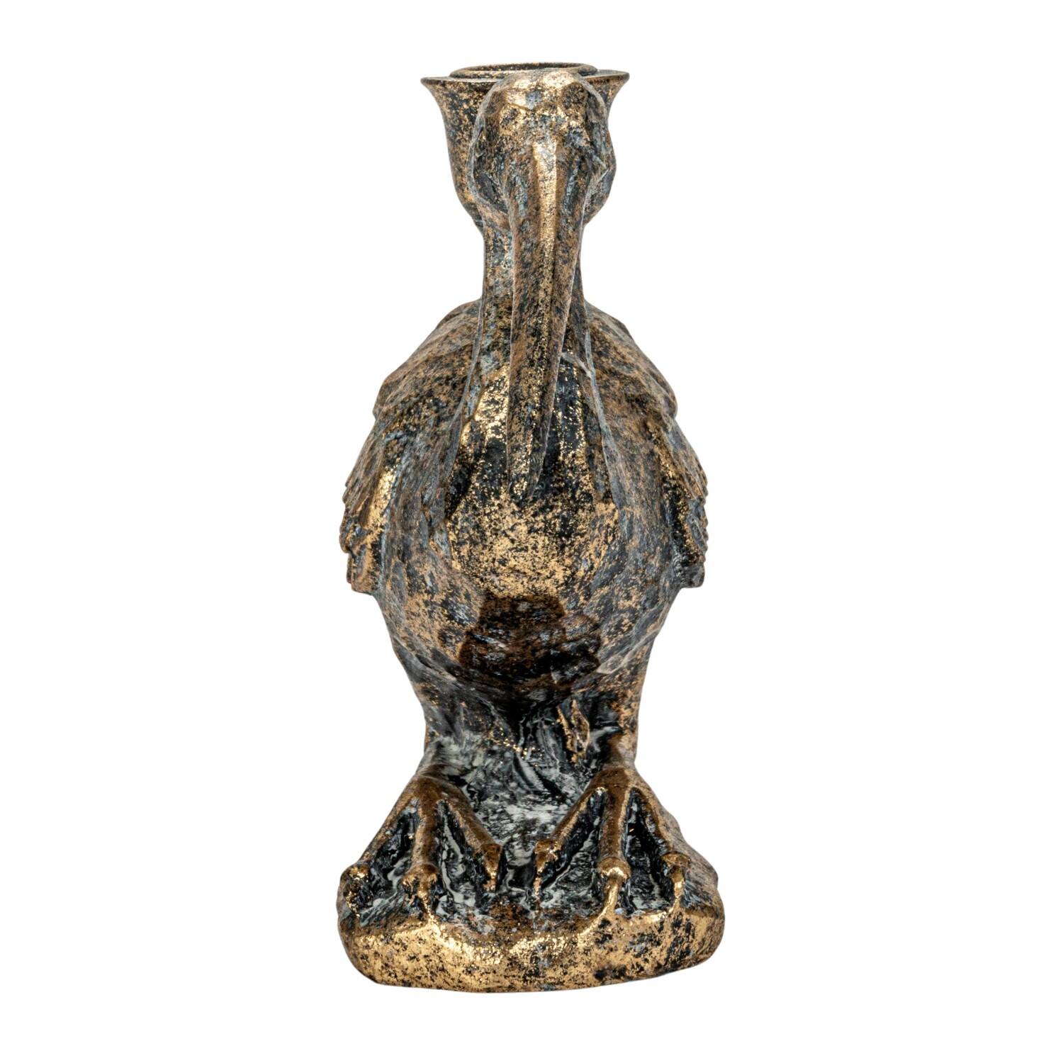 Hello Honey® 10" Distressed Gold Decorative Bird Taper Holder