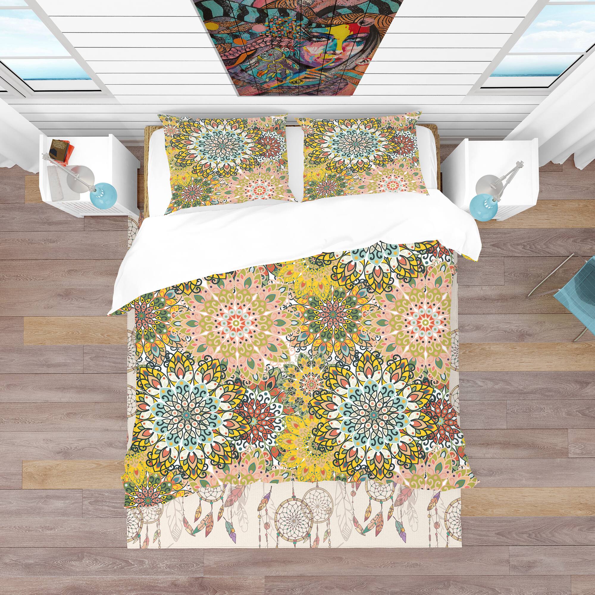 Designart &#x27;Mandala Pattern For Printing on Fabric Or Paper&#x27; Bohemian &#x26; Eclectic Bedding Set - Duvet Cover &#x26; Shams