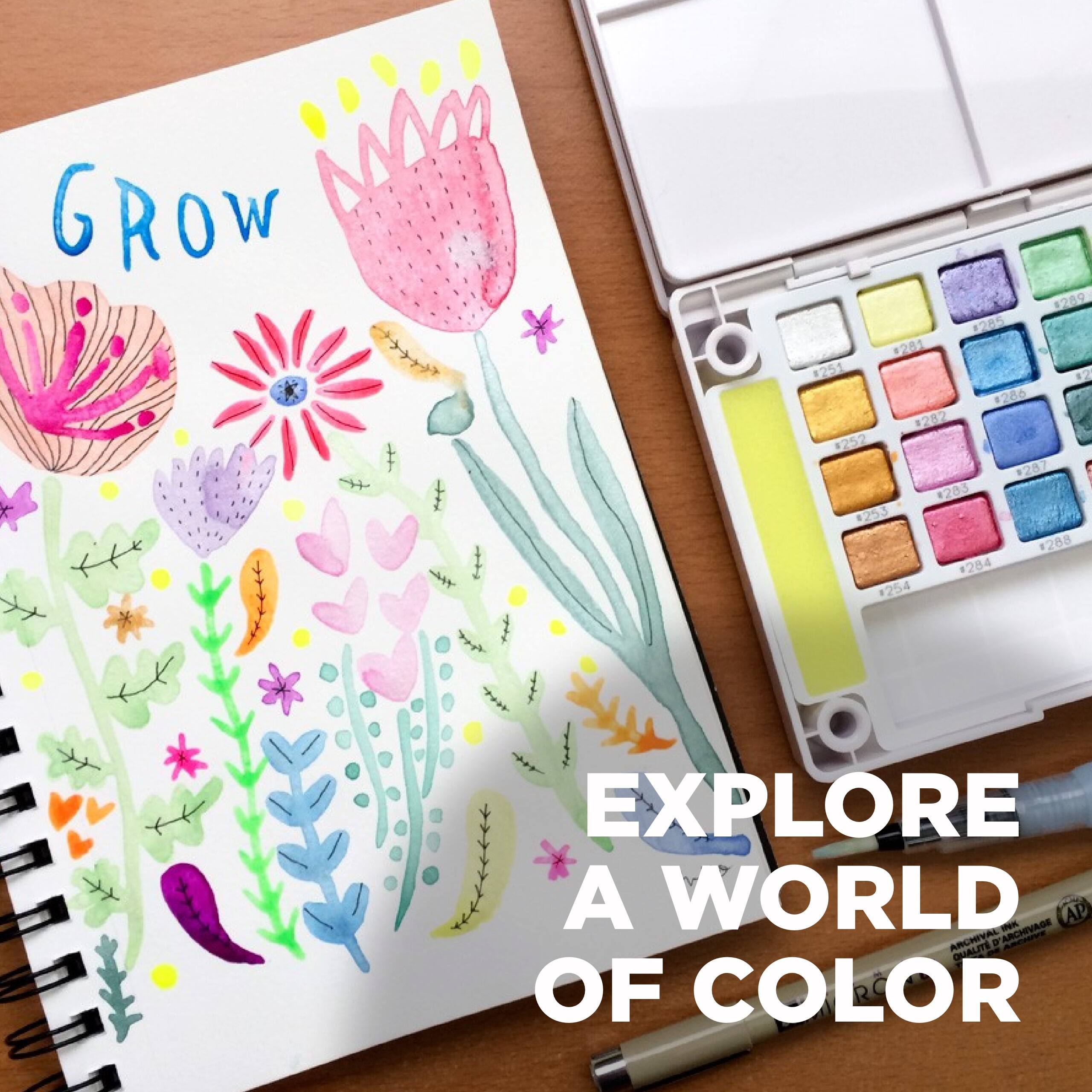 Koi&#xAE; Water Colors&#x2122; Pocket Field Sketch Box, 30 Colors