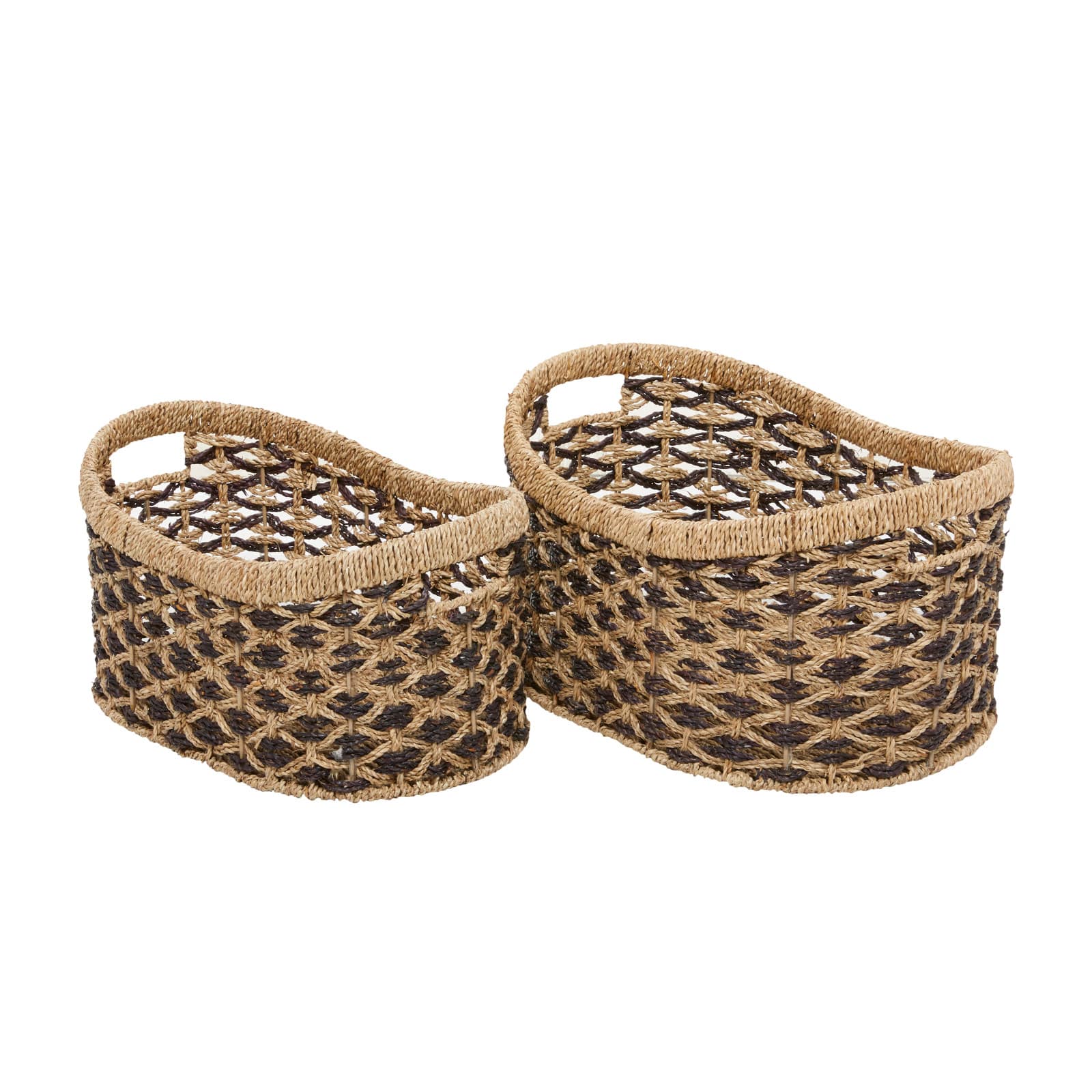 Brown Traditional Woven Sea Grass Storage Basket Set