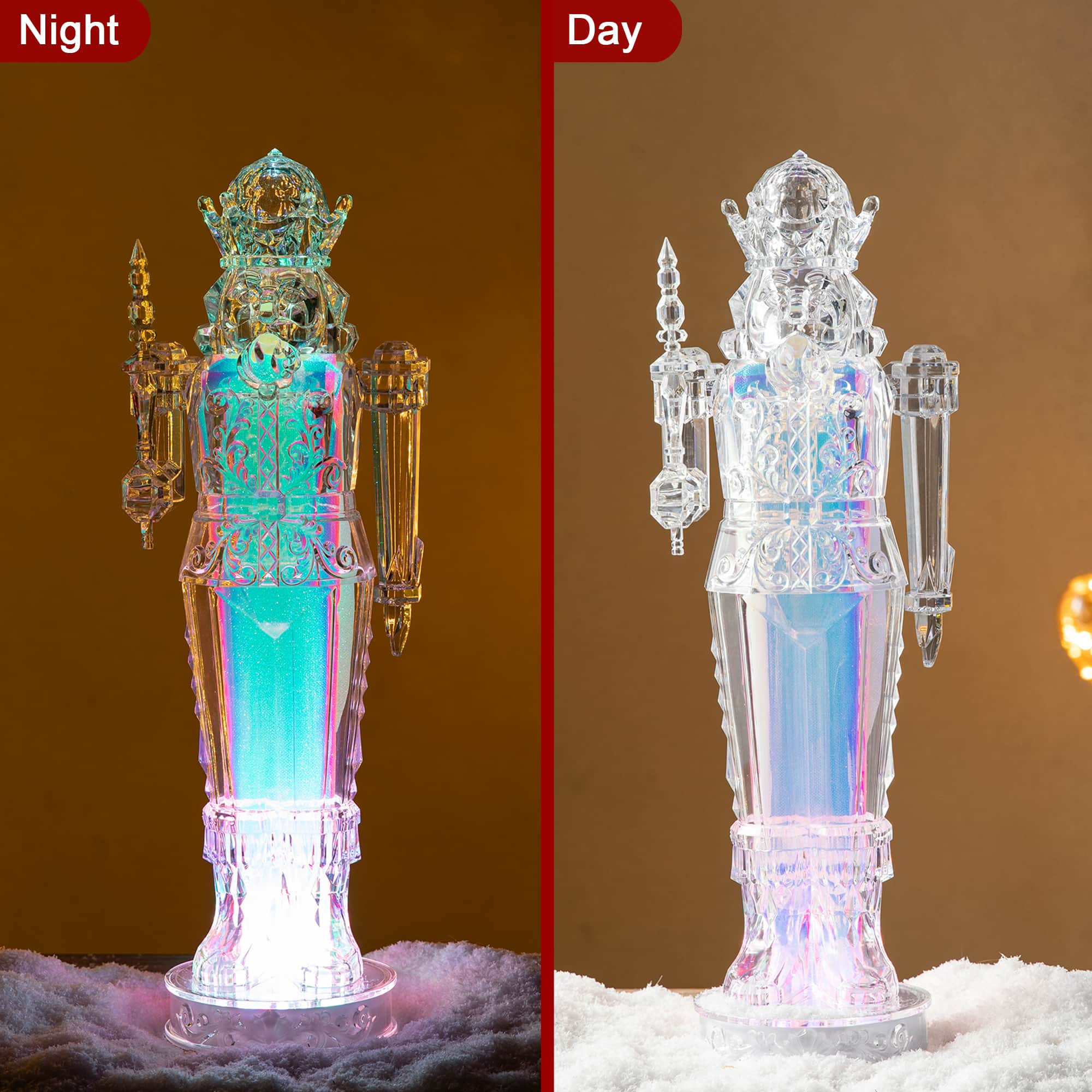Glitzhome® 18" Acrylic Lighted Tabletop Nutcracker Figurine