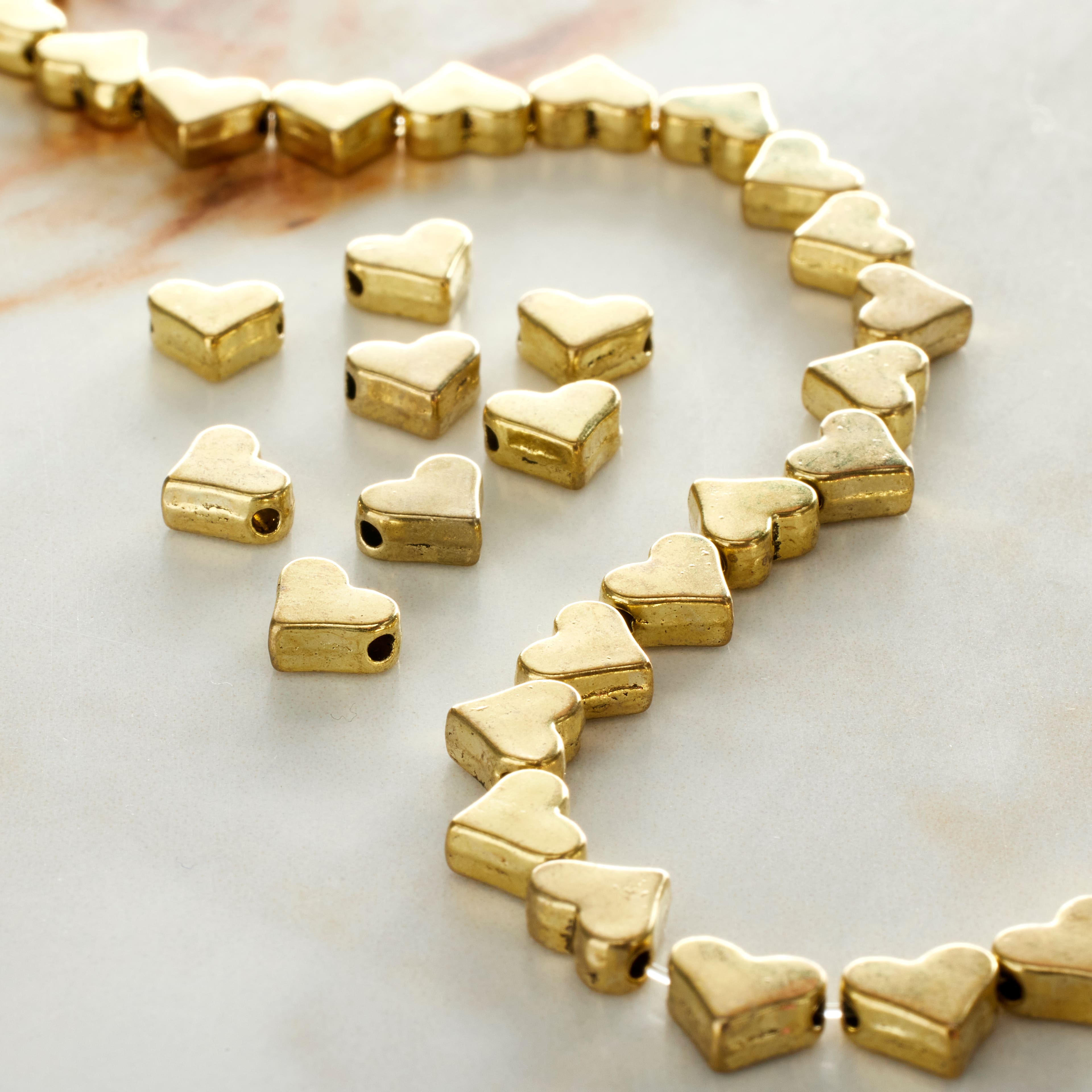 12 Pack: Gold Metal Heart Beads, 6mm by Bead Landing&#x2122;