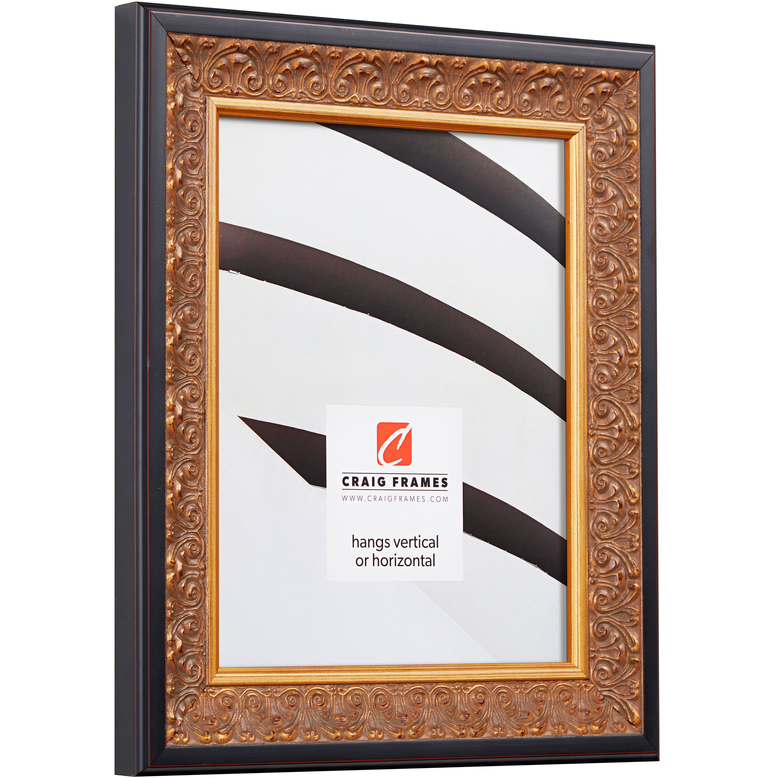 Craig Frames Furio Distressed Gold and Black Picture Frame