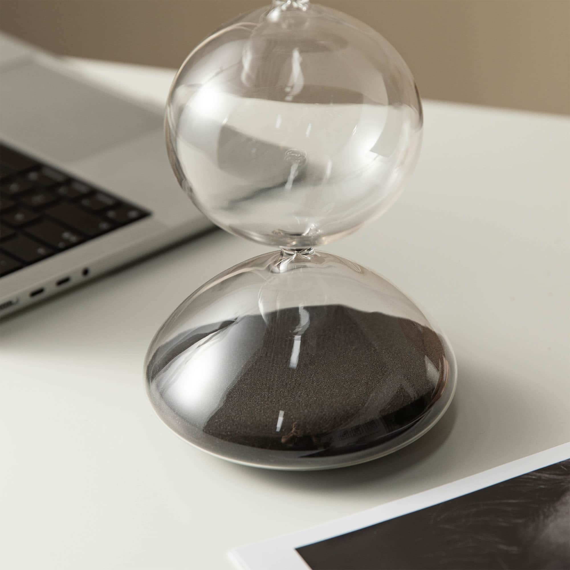 Glitzhome&#xAE; 10.25&#x22; Modern Tri-Layer Hourglass with Black Sand