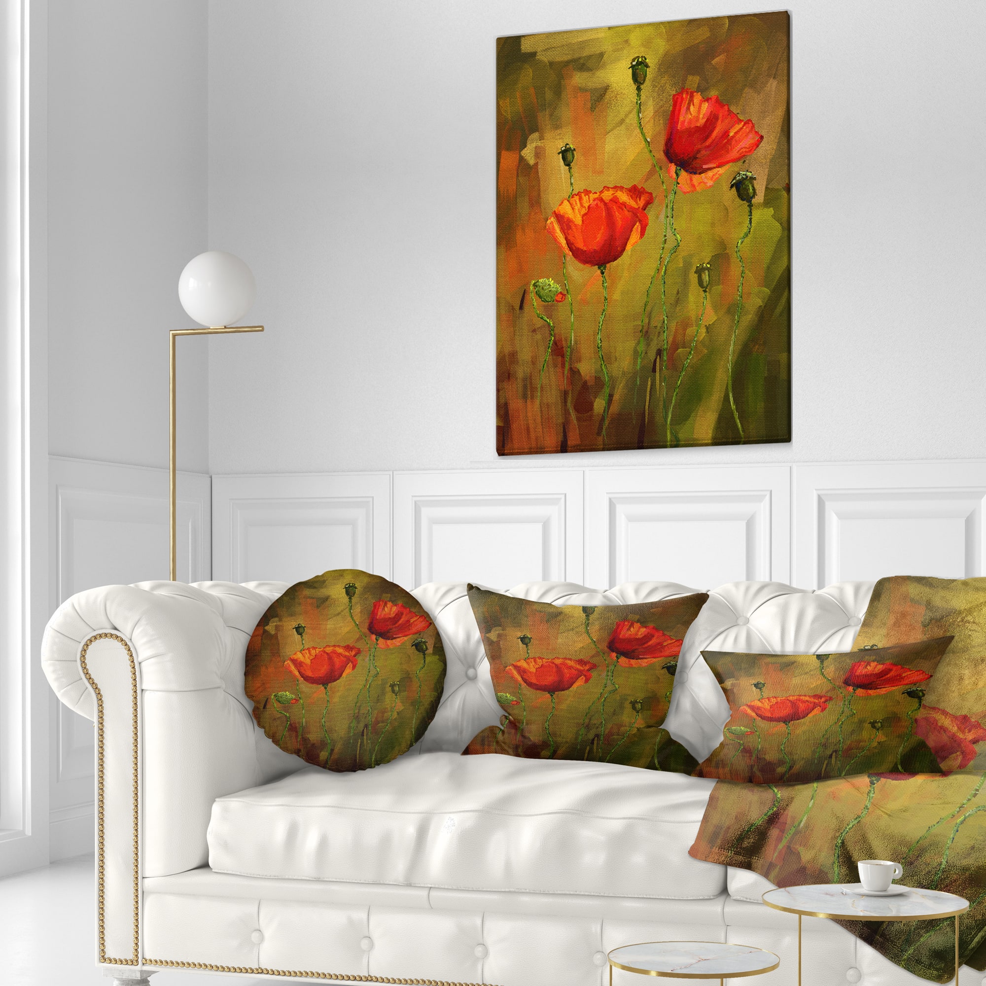 Designart - Watercolor Poppy Flowers - Floral Art Canvas Print