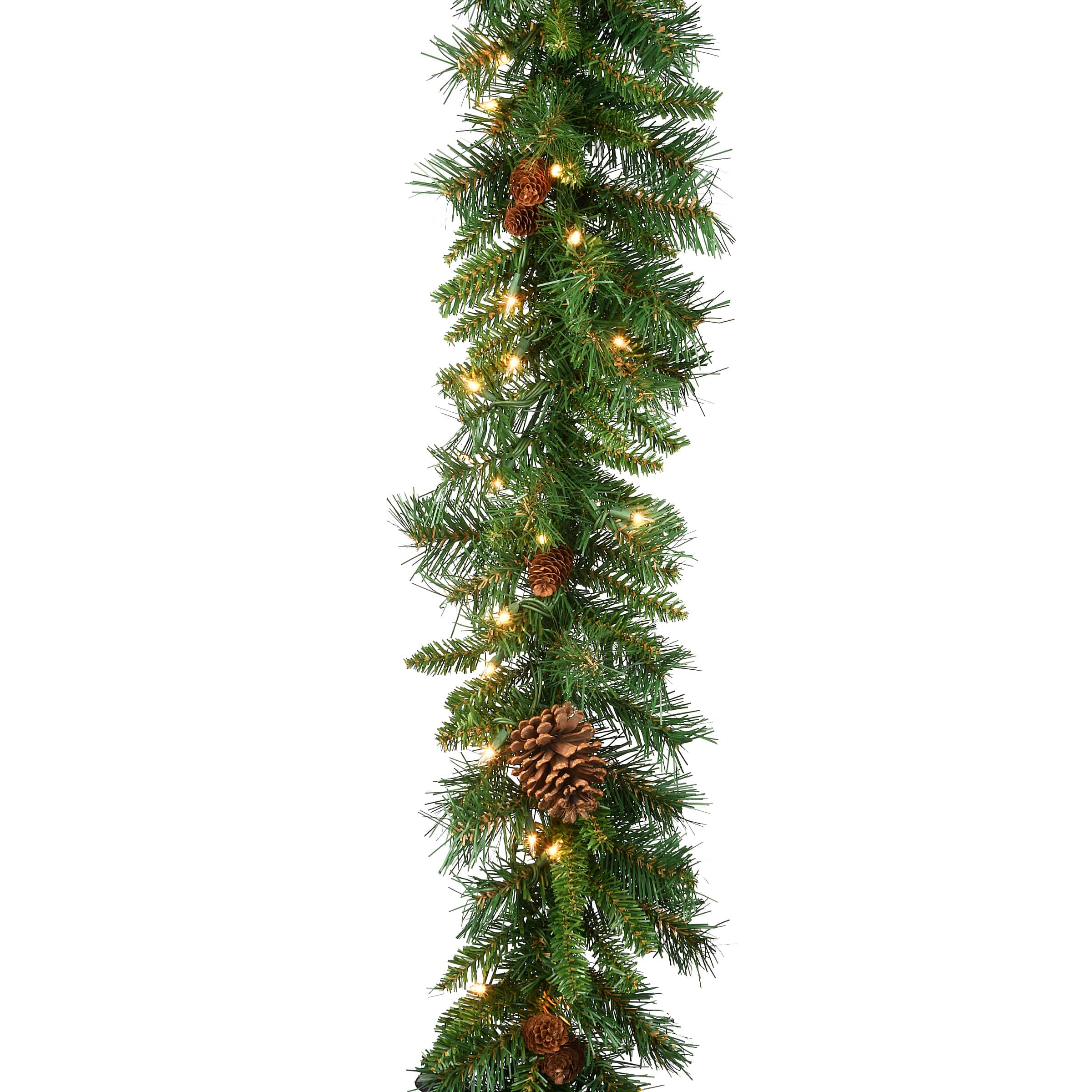 9&#x27; x 10&#x22; Pre-lit Pine Cone Artificial Christmas Garland with 50 Clear Lights-UL