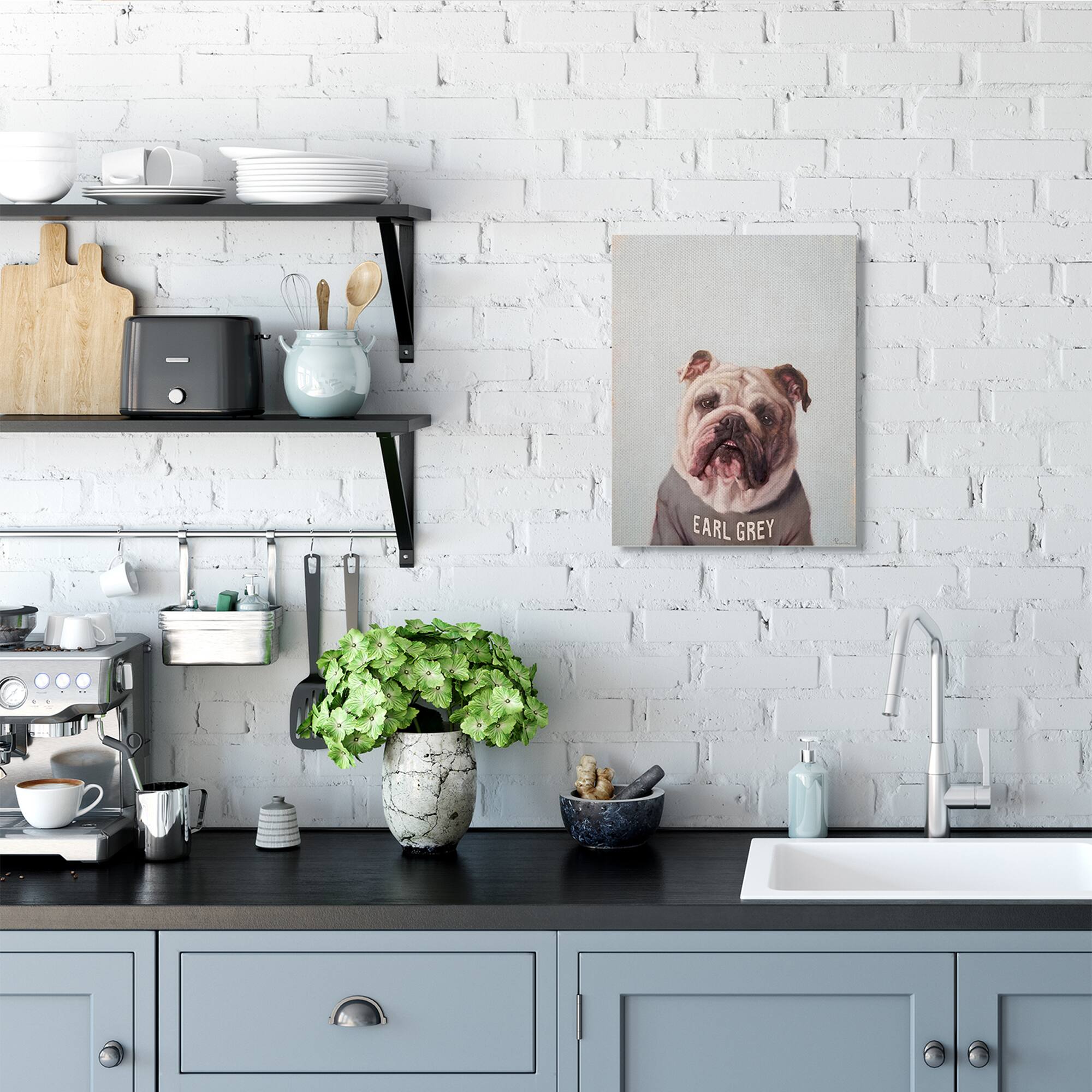 Stupell Industries English Bulldog in Earl Grey Tea Shirt Wall Accent