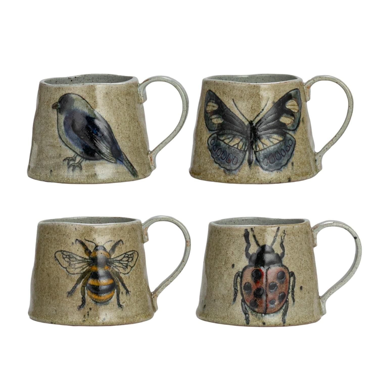 Hello Honey® Insect & Bird Design Stoneware Mug Set
