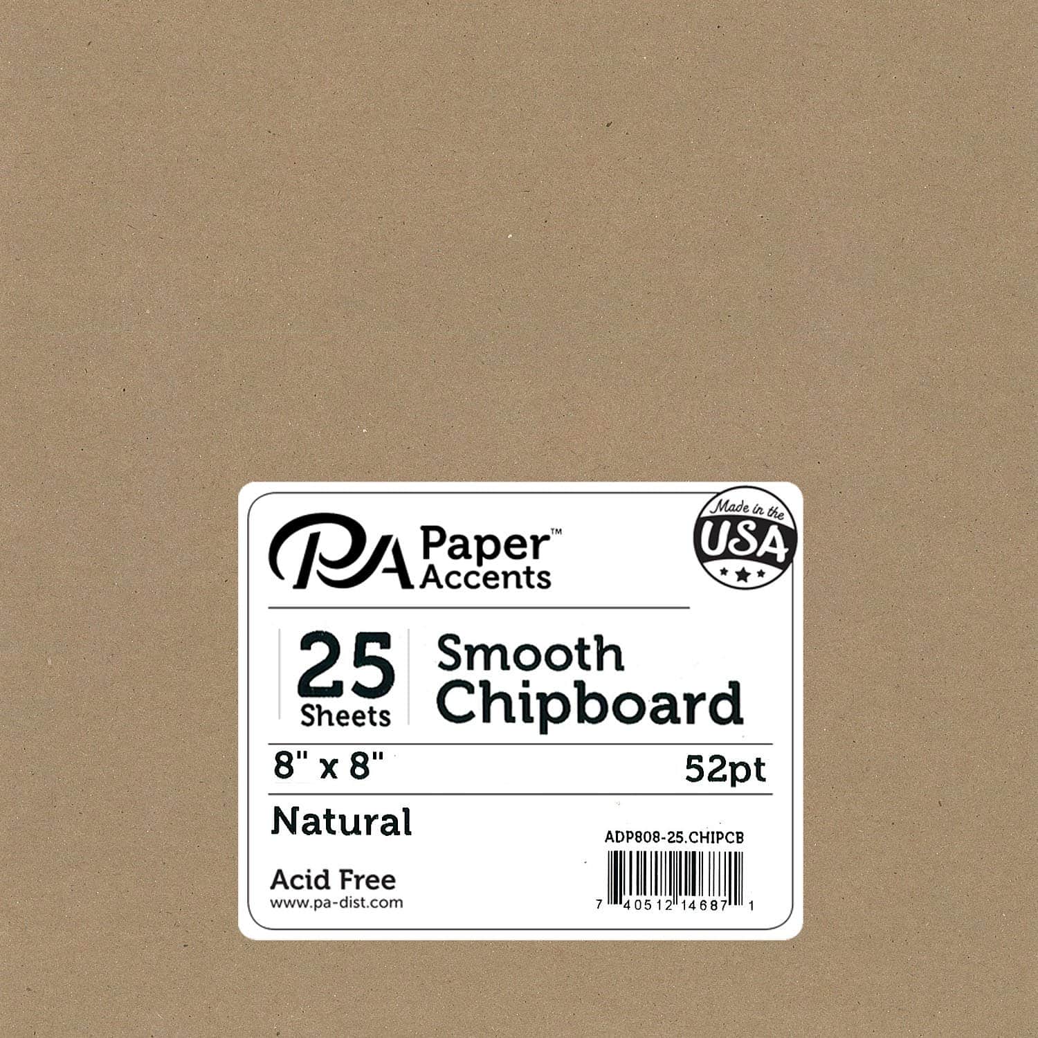 PA Paper&#x2122; Accents Natural 8&#x22; x 8&#x22; Smooth Chipboard, 25 Sheets