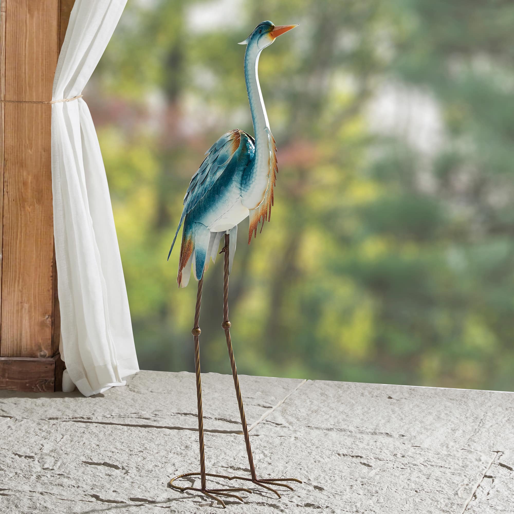 Glitzhome® 40" Metal Standing Crane Garden Statue with Stakes