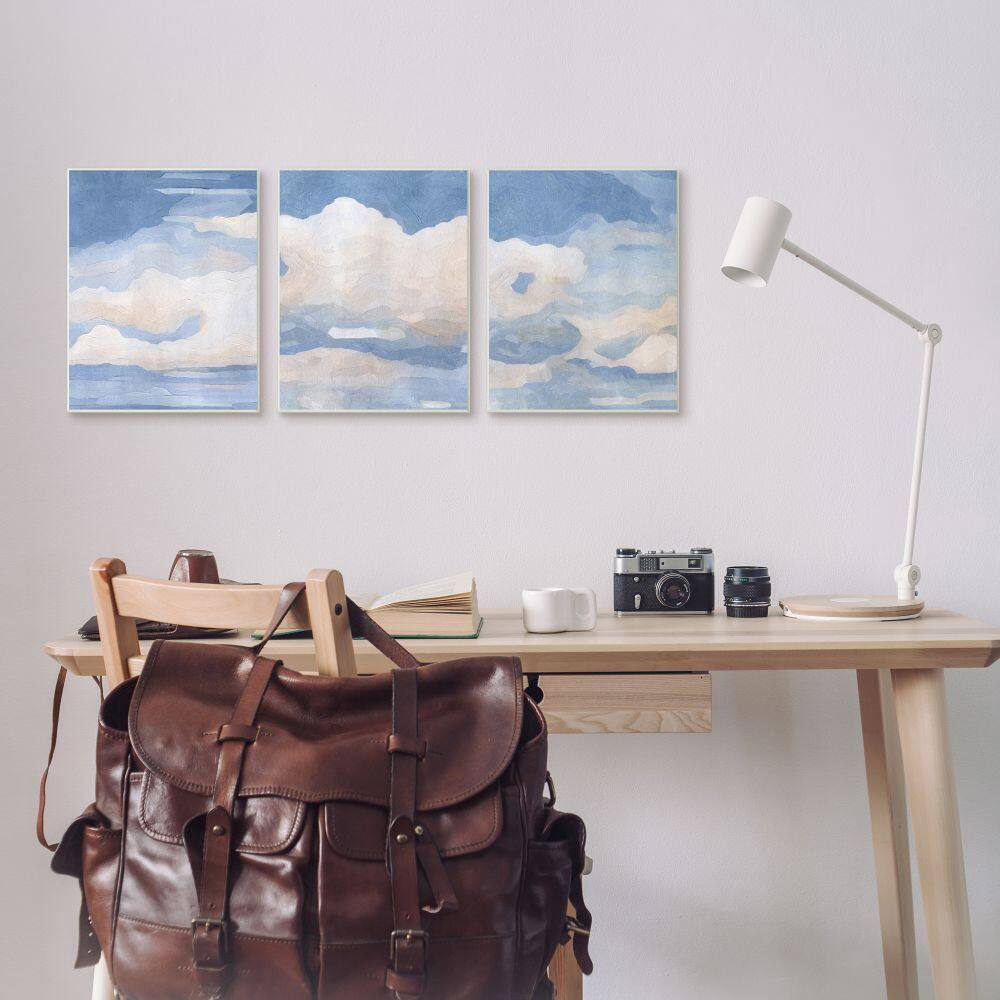 Stupell Industries Sky Blue Cloud Scape Traditional Nature Painting in Black Frame Wall Art