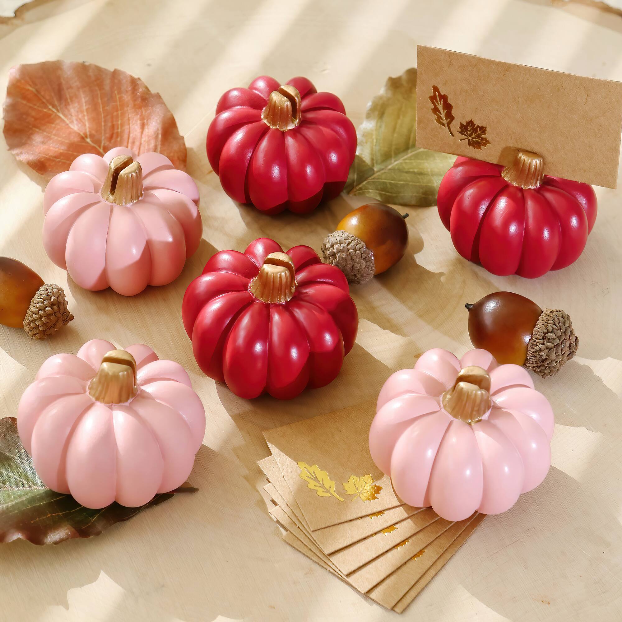 Kate Aspen Burgundy & Blush Pink Pumpkin Place Card Holder 6 ct.