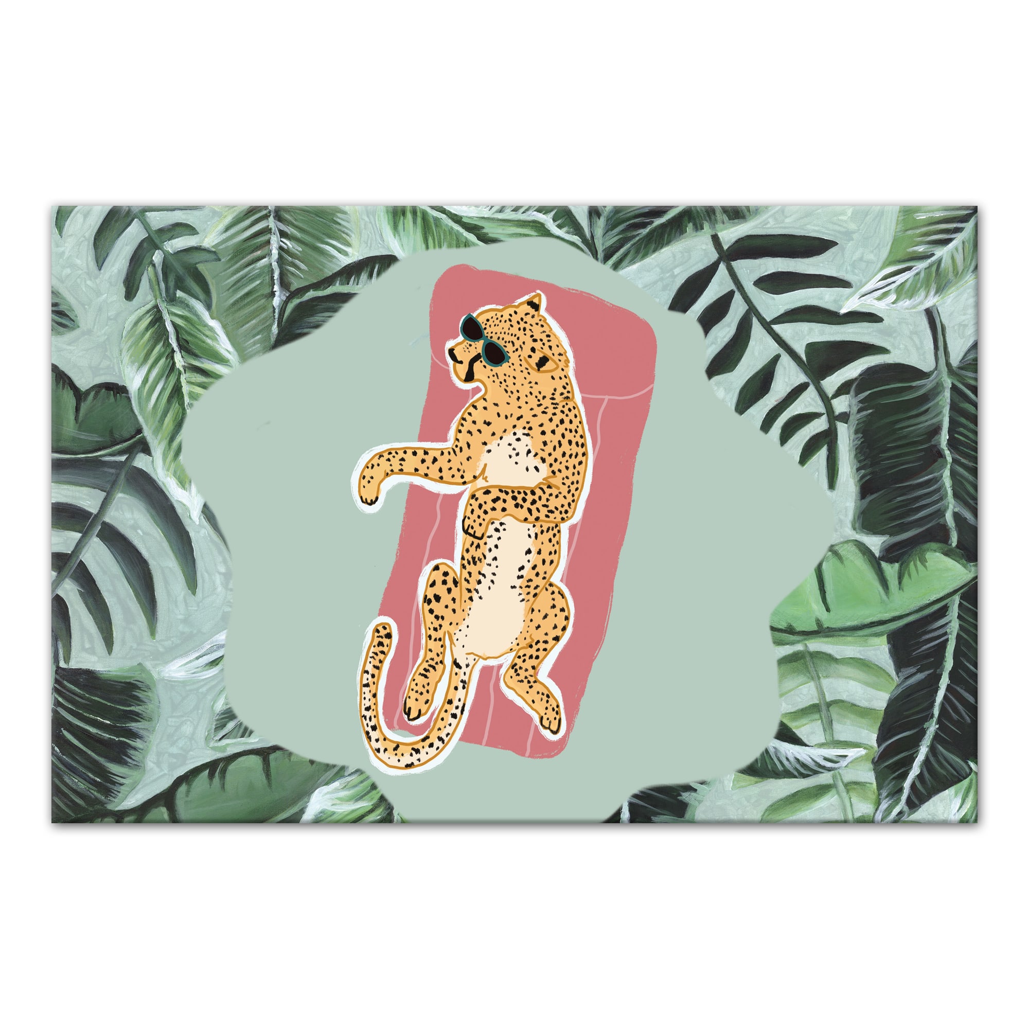 Cheetah Pool Canvas Wall Art