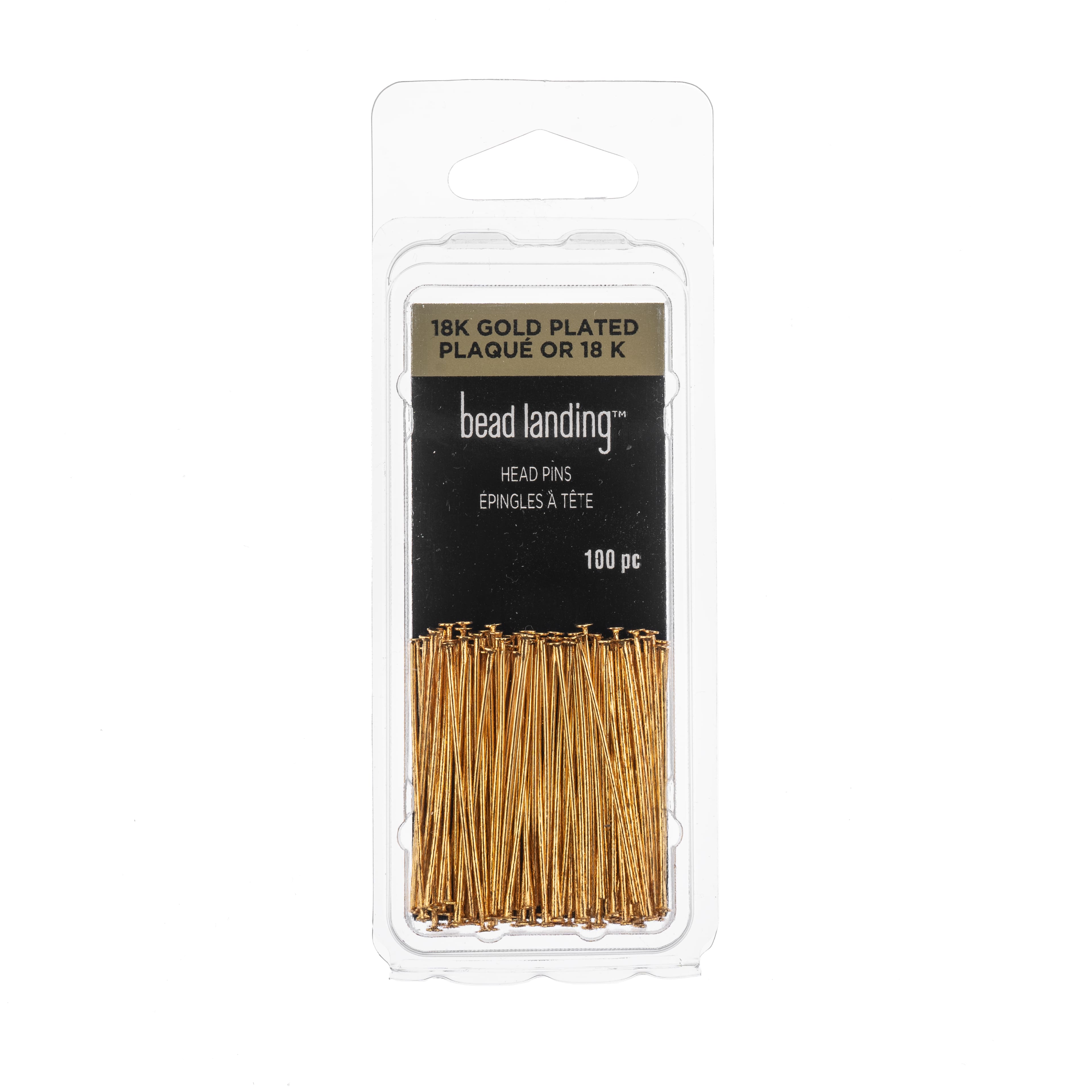 12 Packs: 100 ct. (1,200 total) 1" 18K Gold-Plated Head Pins by Bead Landing™