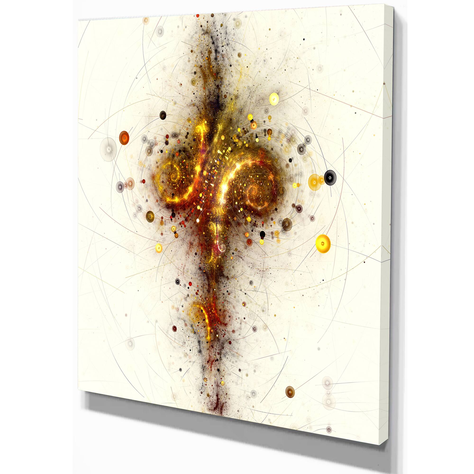 Designart - Dark Yellow Fractal Art Design - Abstract Canvas Wall Art Print
