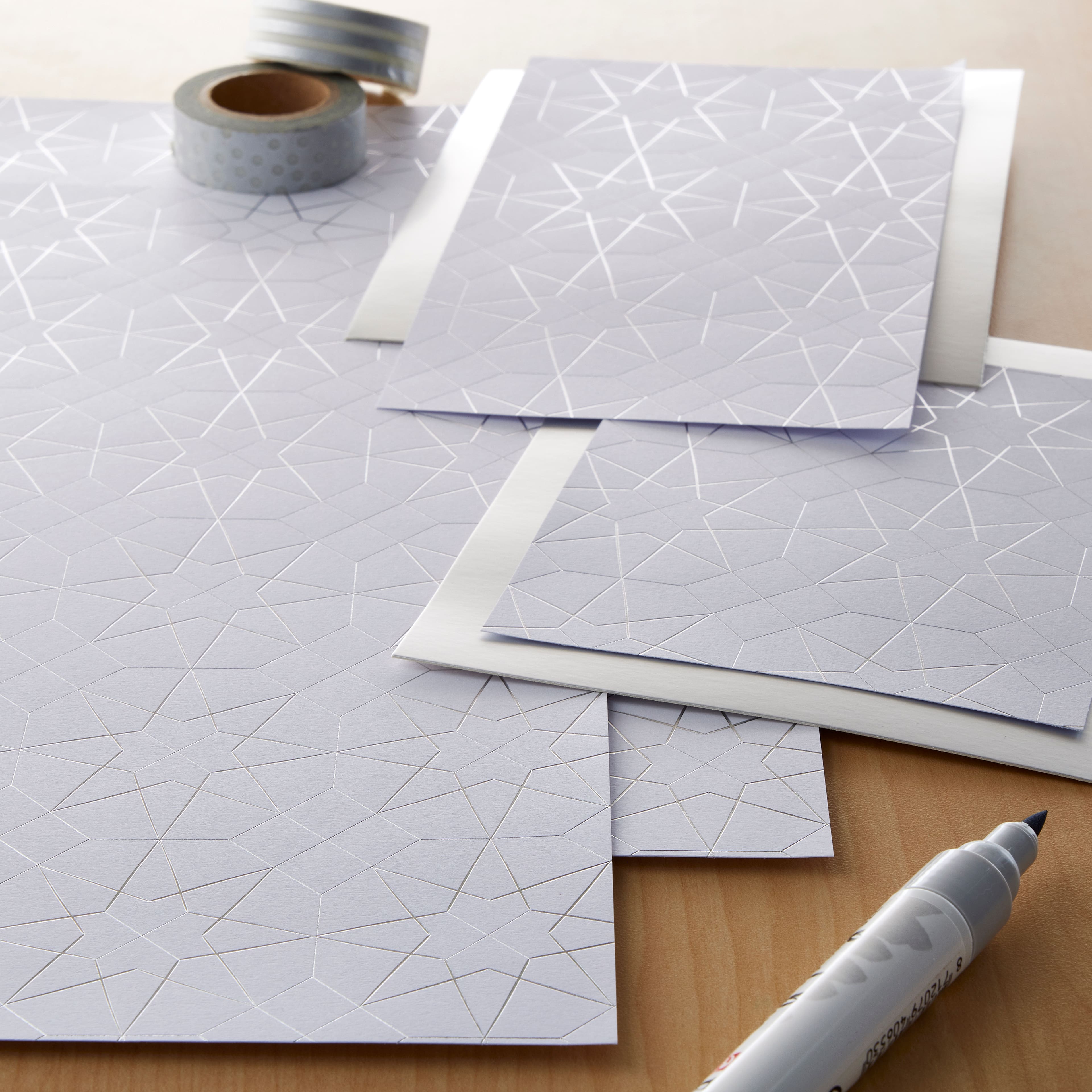 24 Pack: Silver Geometric Cardstock Paper by Recollections&#x2122;, 12&#x22; x 12&#x22;