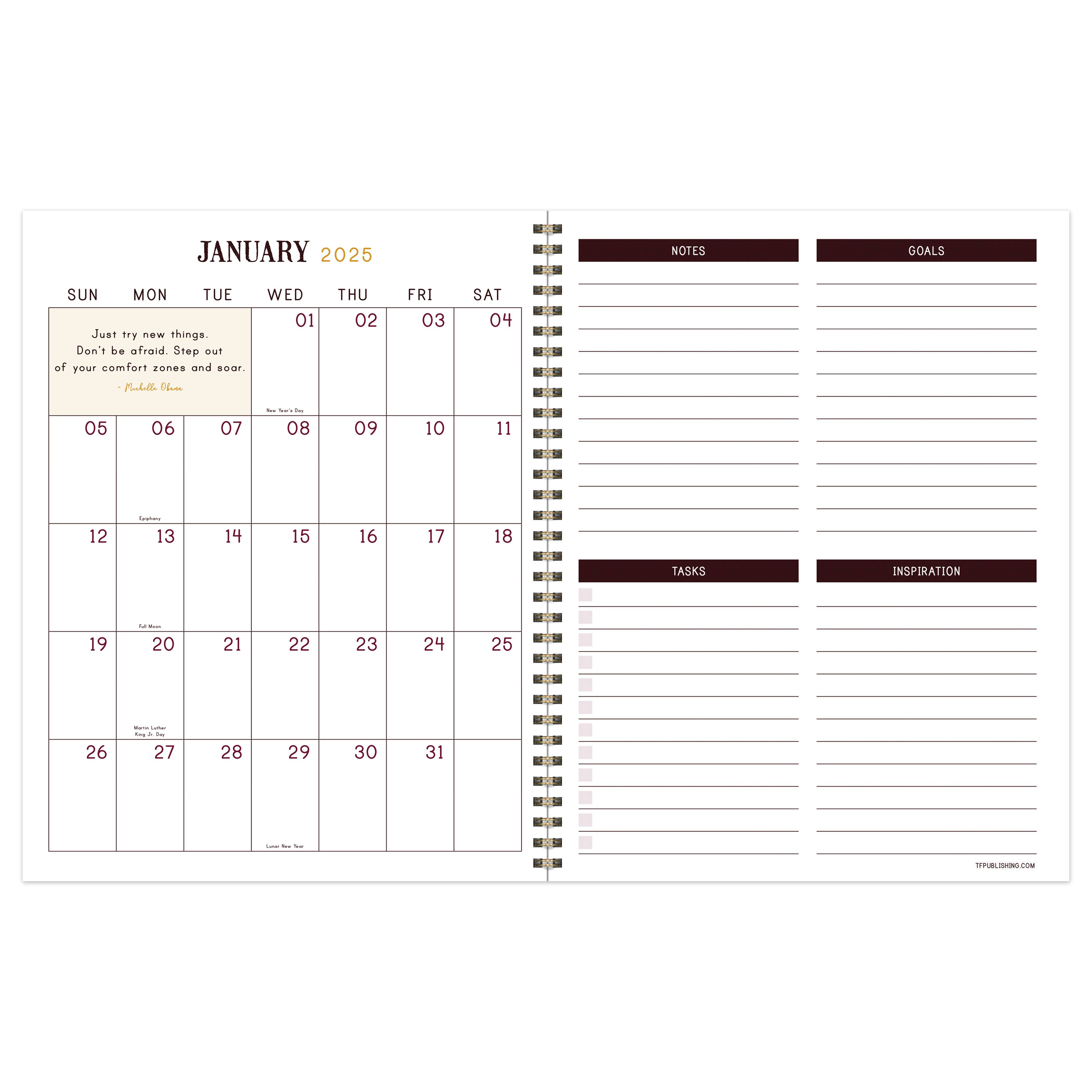 TF Publishing 2025 Large Garden Manor Weekly Monthly Spiral Planner