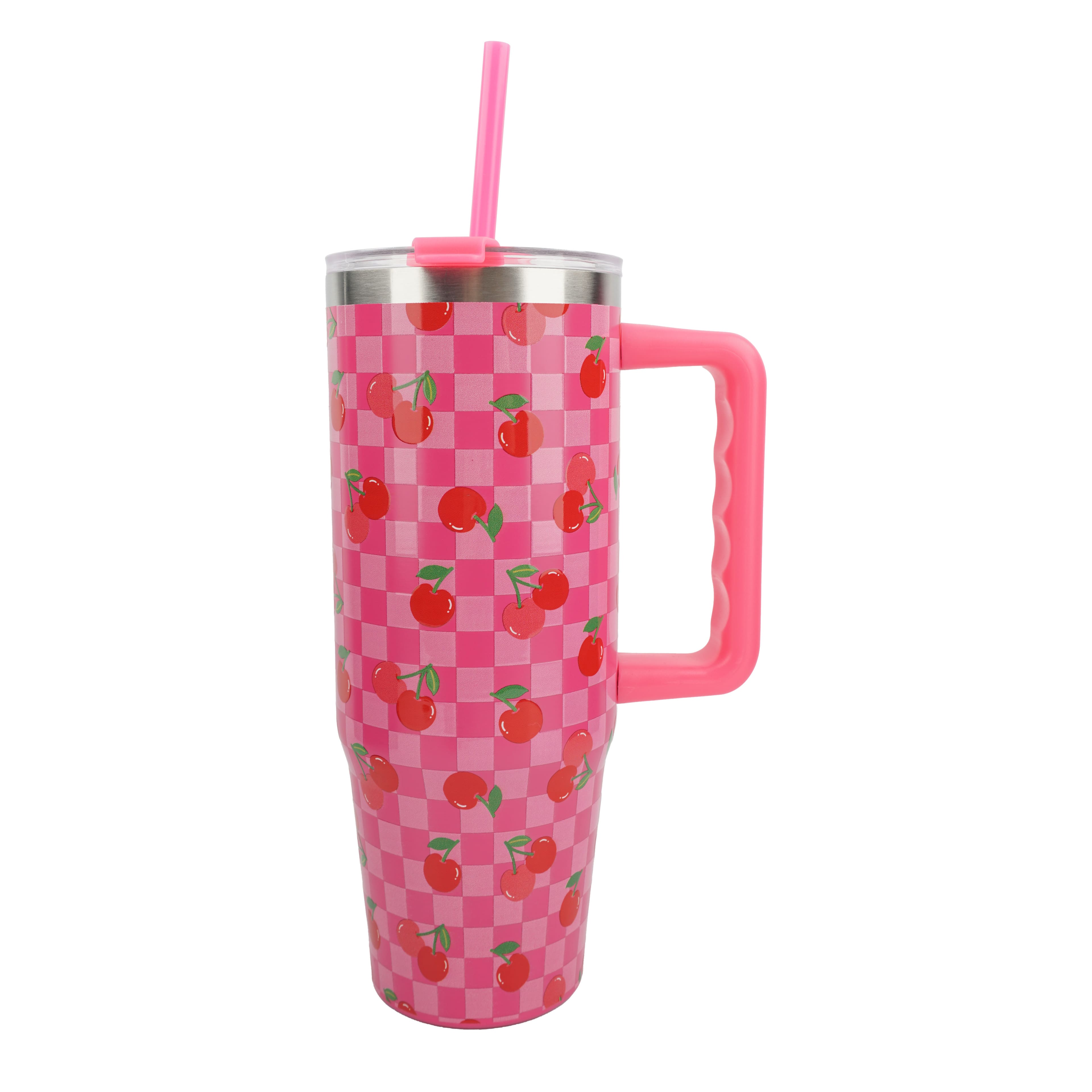 30oz. Pink Cherry Stainless Steel Insulated Tumbler by Celebrate It™