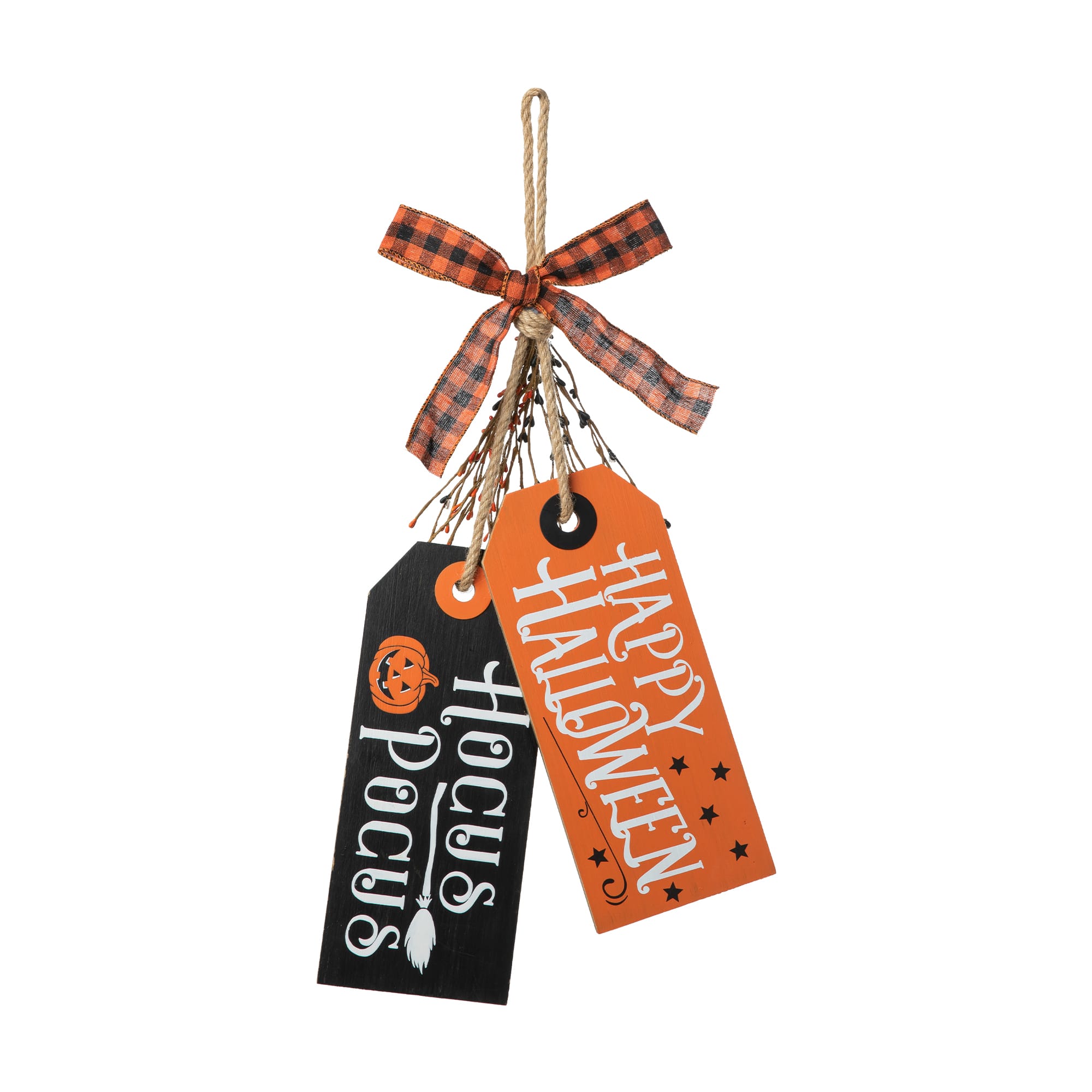 Glitzhome® 24.75" Halloween Wooden Doorknob Hanging Décor