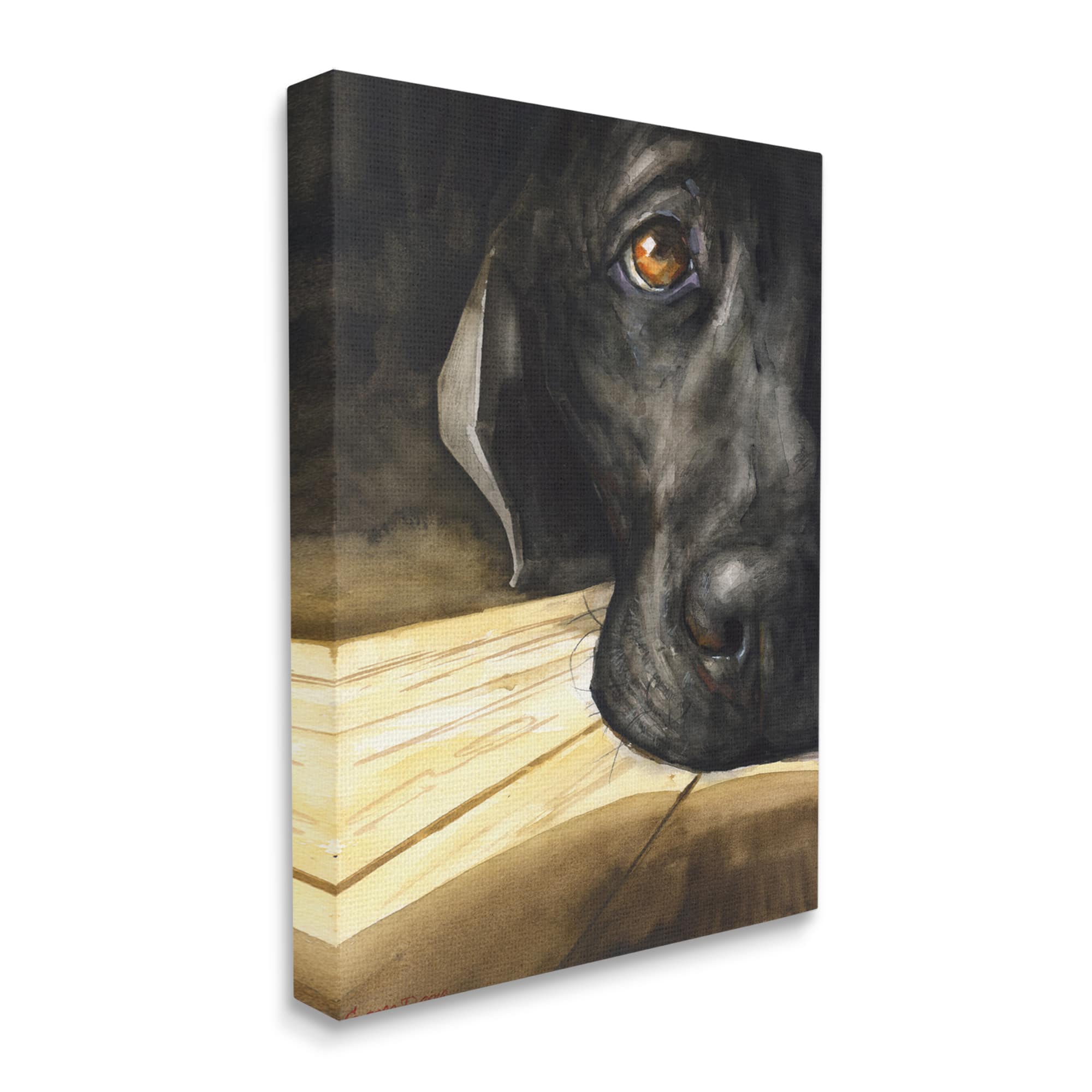 Stupell Industries Labrador Resting Pet Dog Portrait Brown Black Canvas Wall Art 