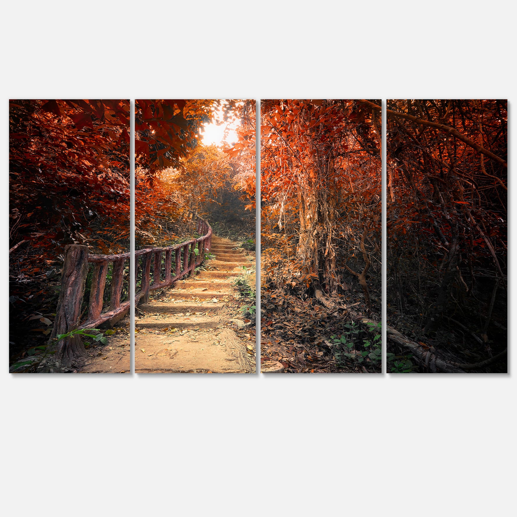 Designart - Stairway Through Red Fall Forest