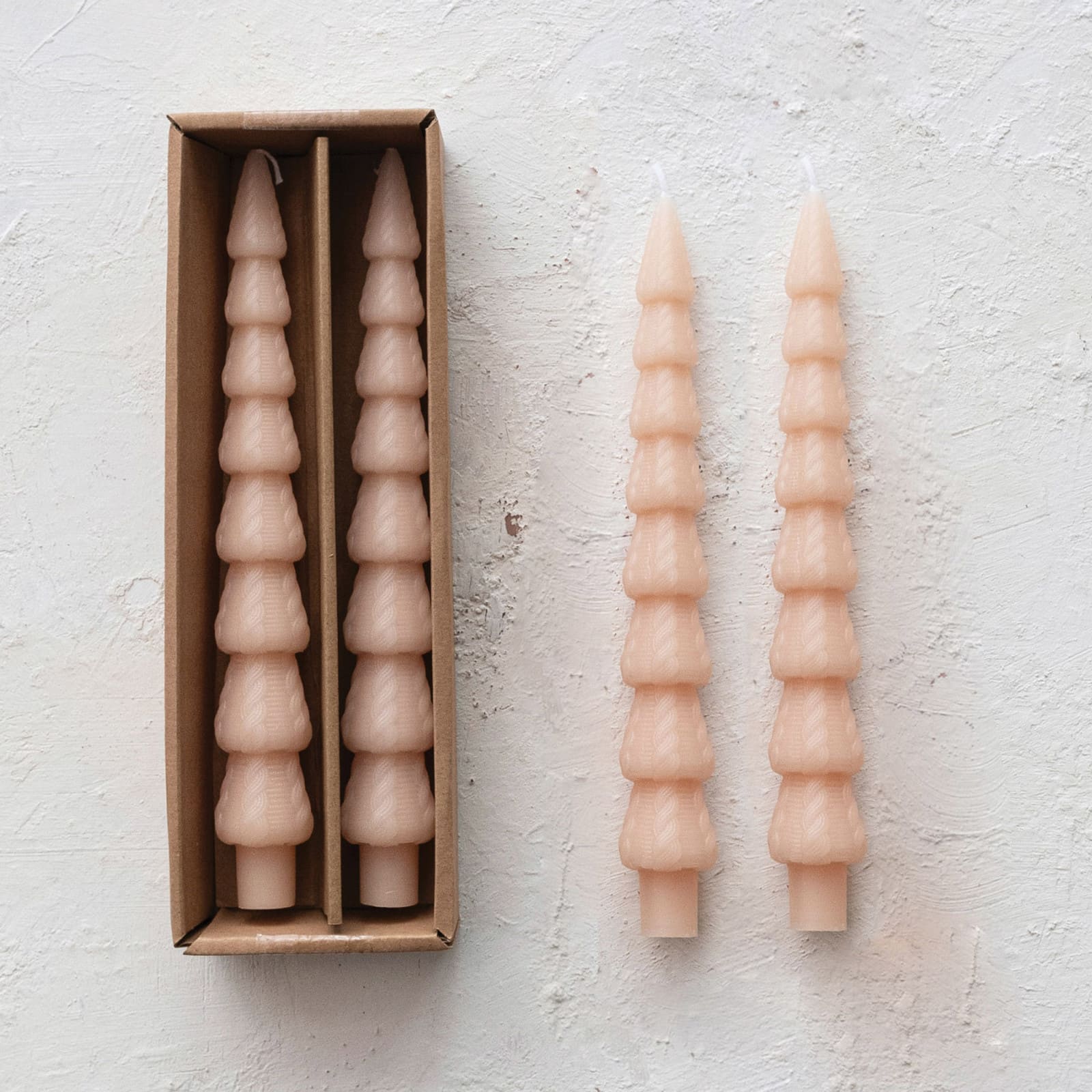 Hello Honey 10" Taupe Seasonal Silhouette Tree Shaped Taper Candles, 2ct.