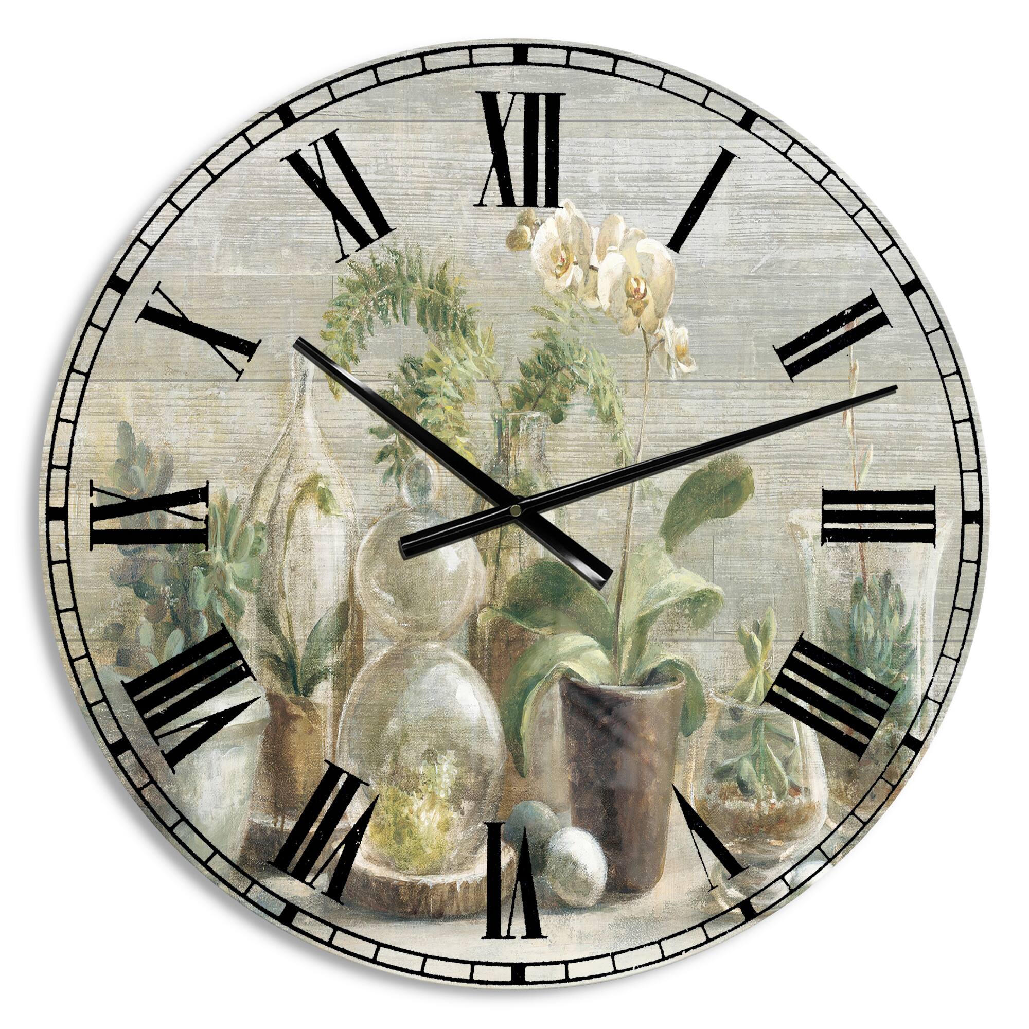 Designart Composition of Orchids Traditional Wall Clock